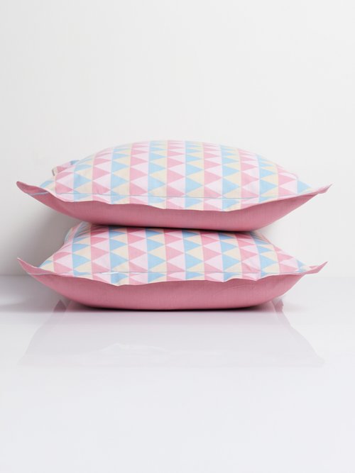 Parure housse de couette coton, triangle Rose ZAC-ELLA DE2