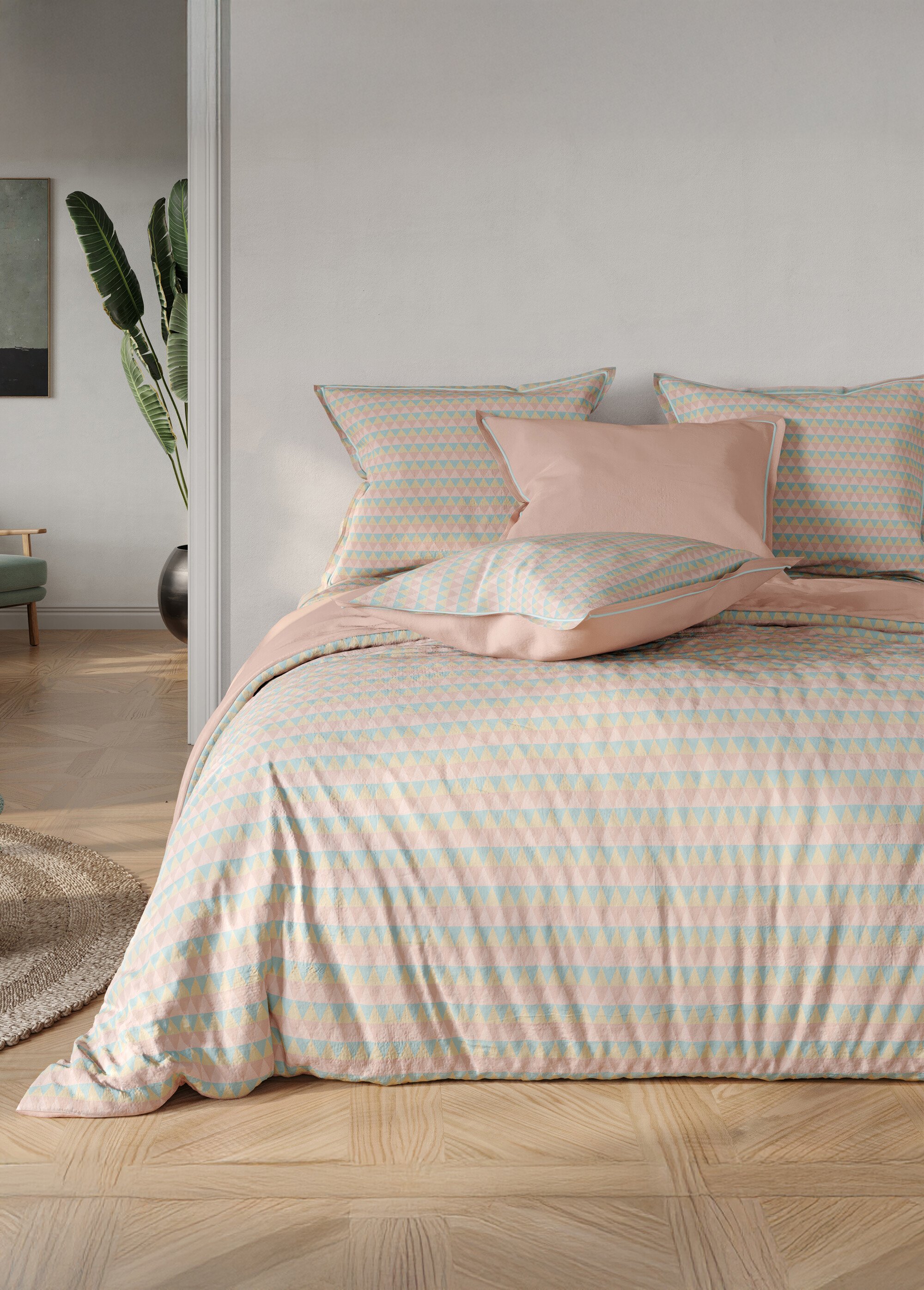 Parure housse de couette coton, triangle