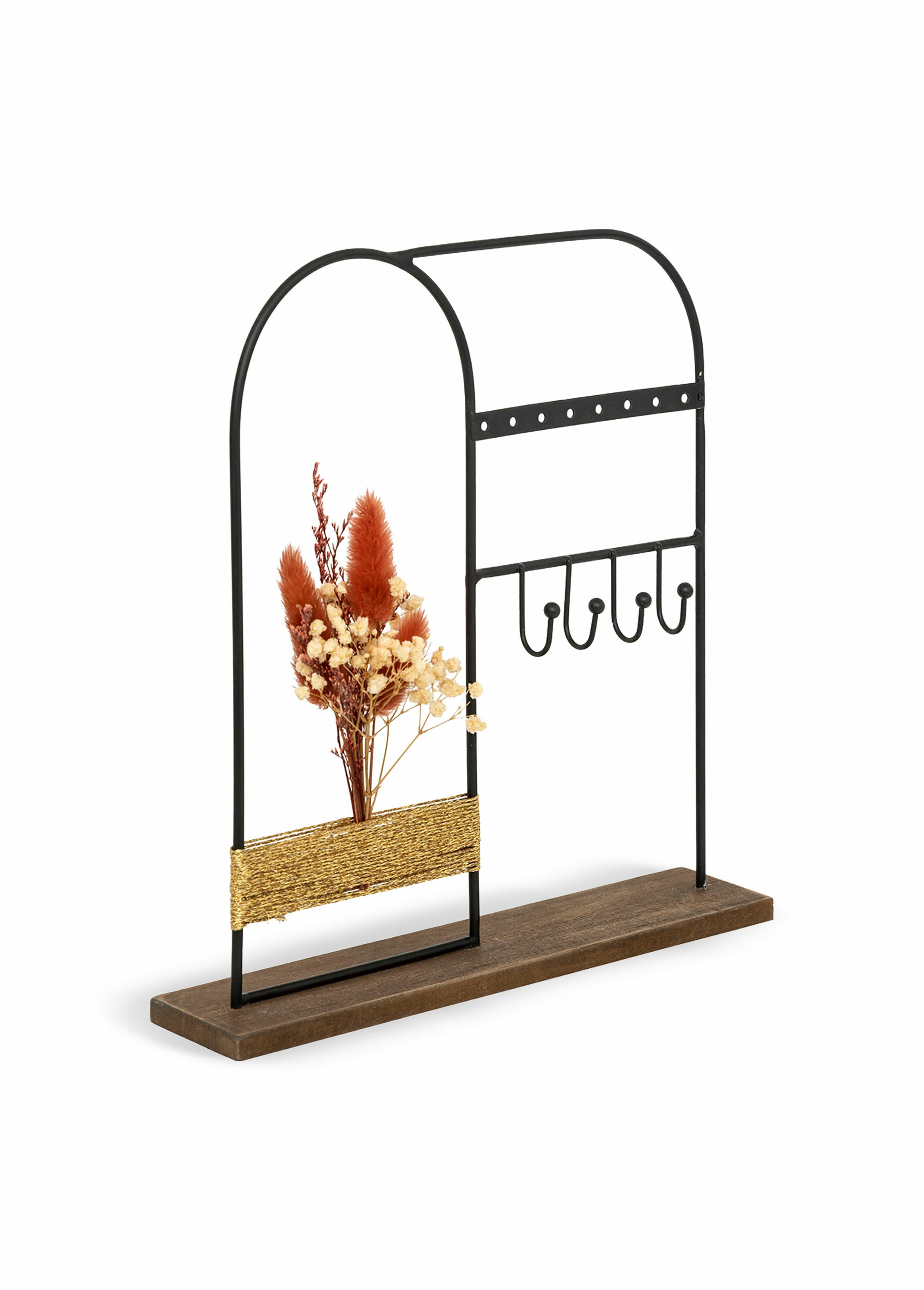 Porte bijoux déco fleurs séchées, métal Marron JJA-203905 FA1