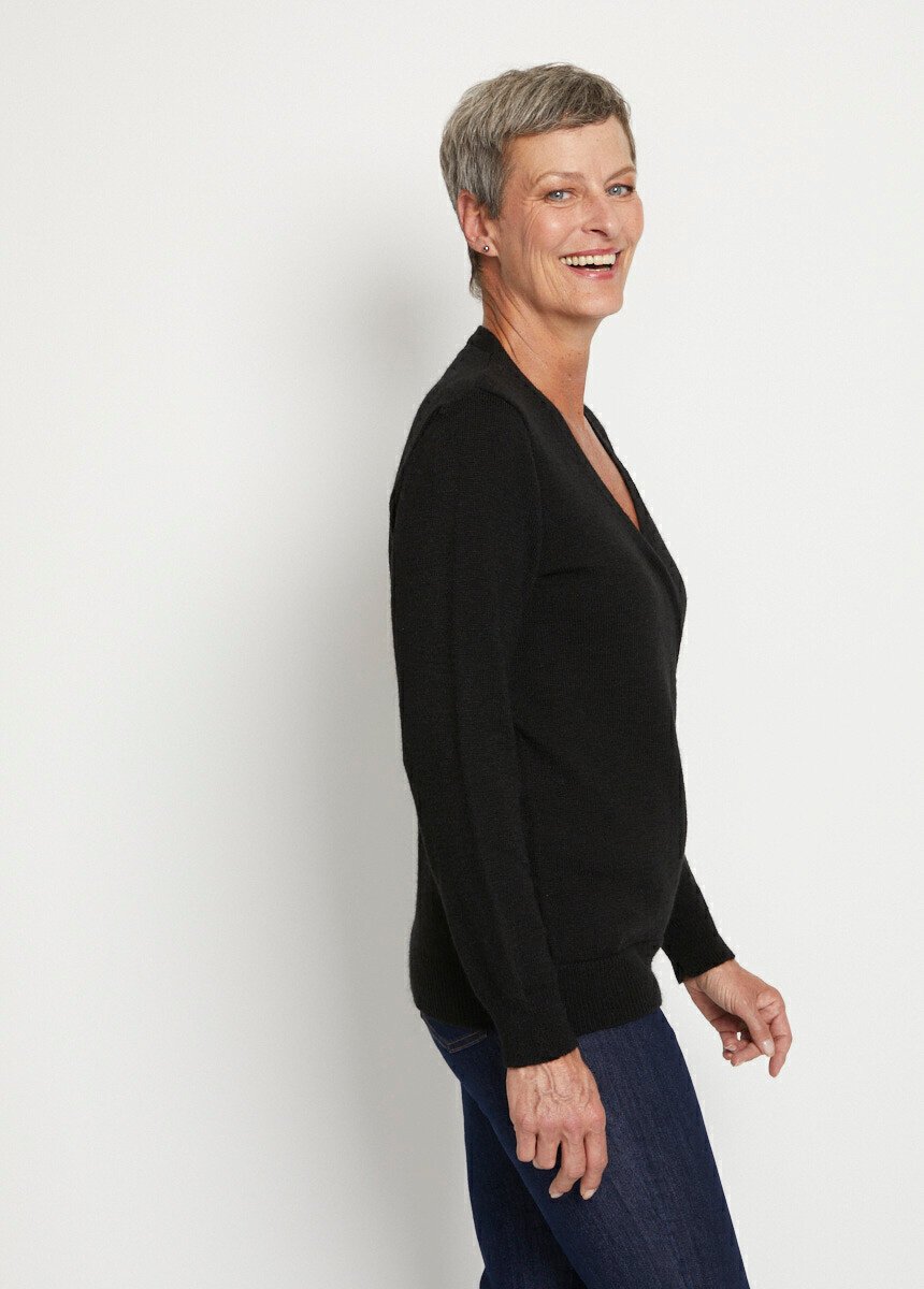 Pull effet cache-coeur Femme Noir PEKINE DR1