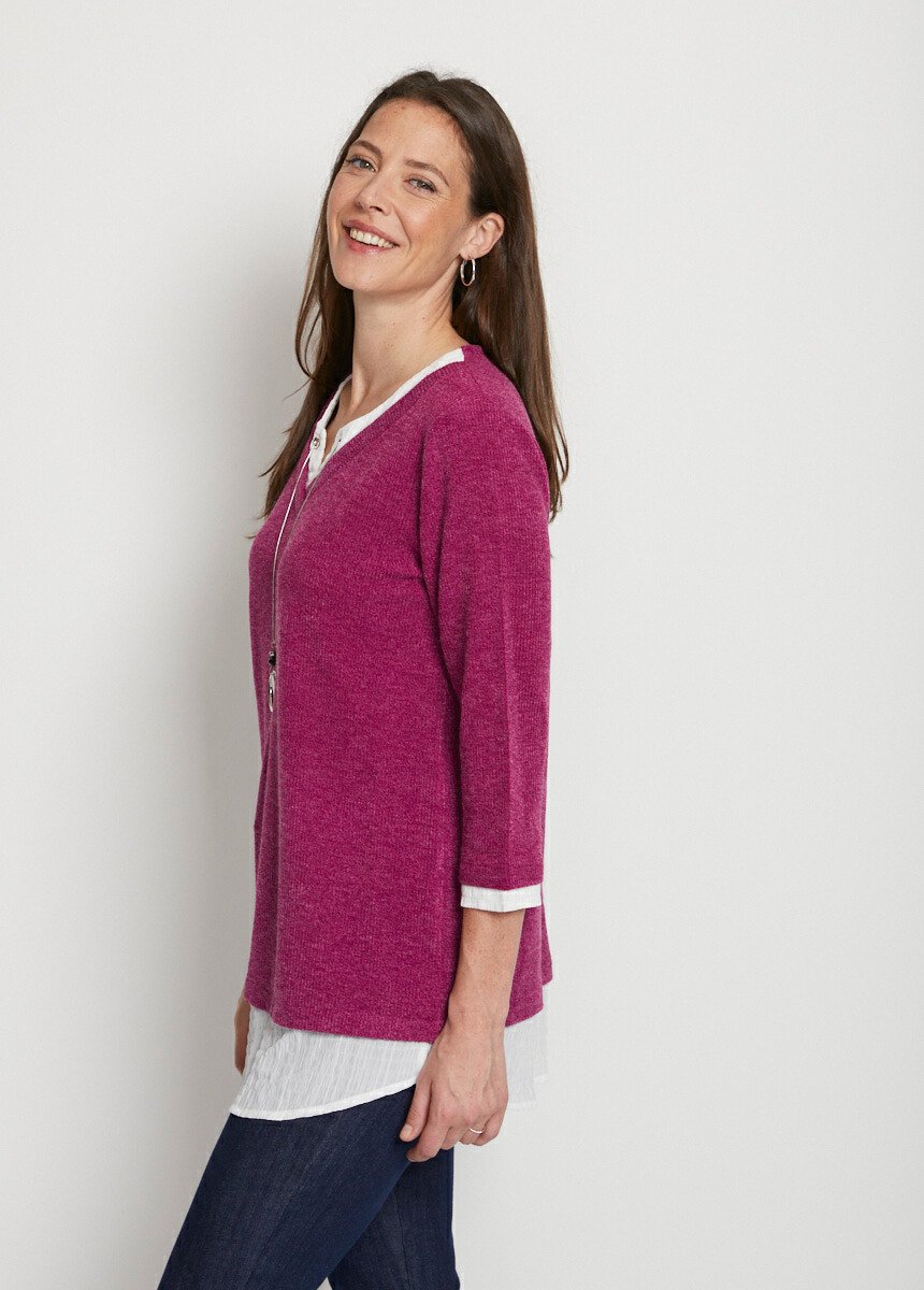 Pull long effet 2 en 1 Femme Rose PRUZILLY DR1