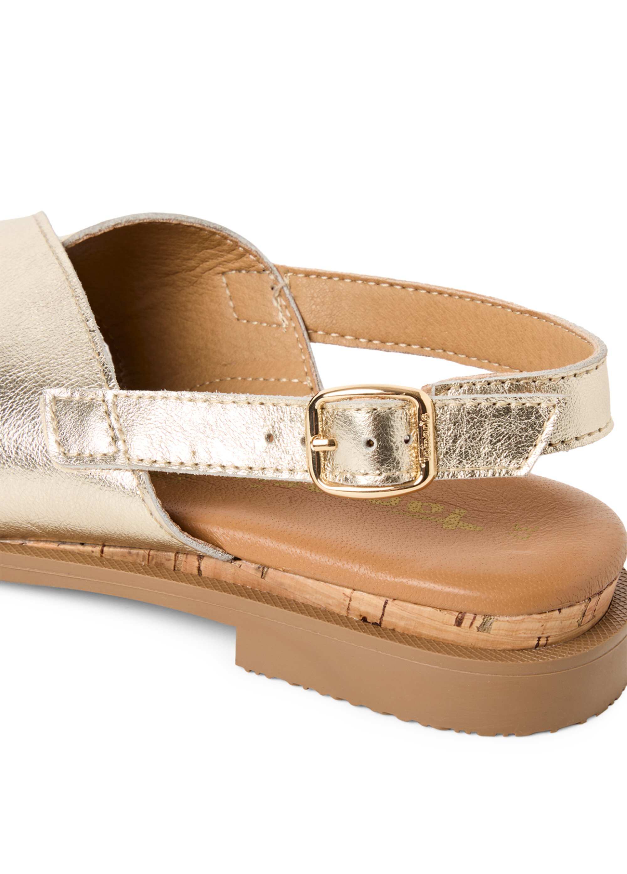 Sandales brides croisées, cuir métallisé