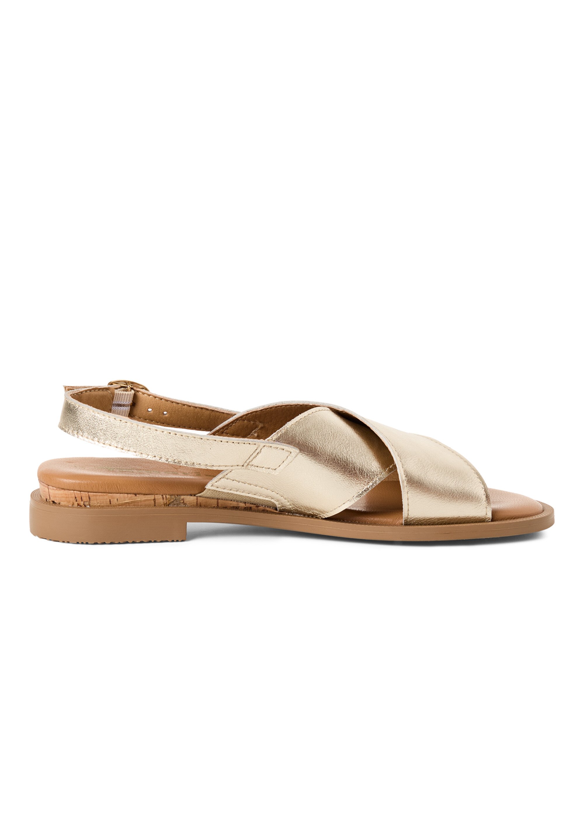 Sandales brides croisées, cuir métallisé Femme Doré TAM12810244 DR1