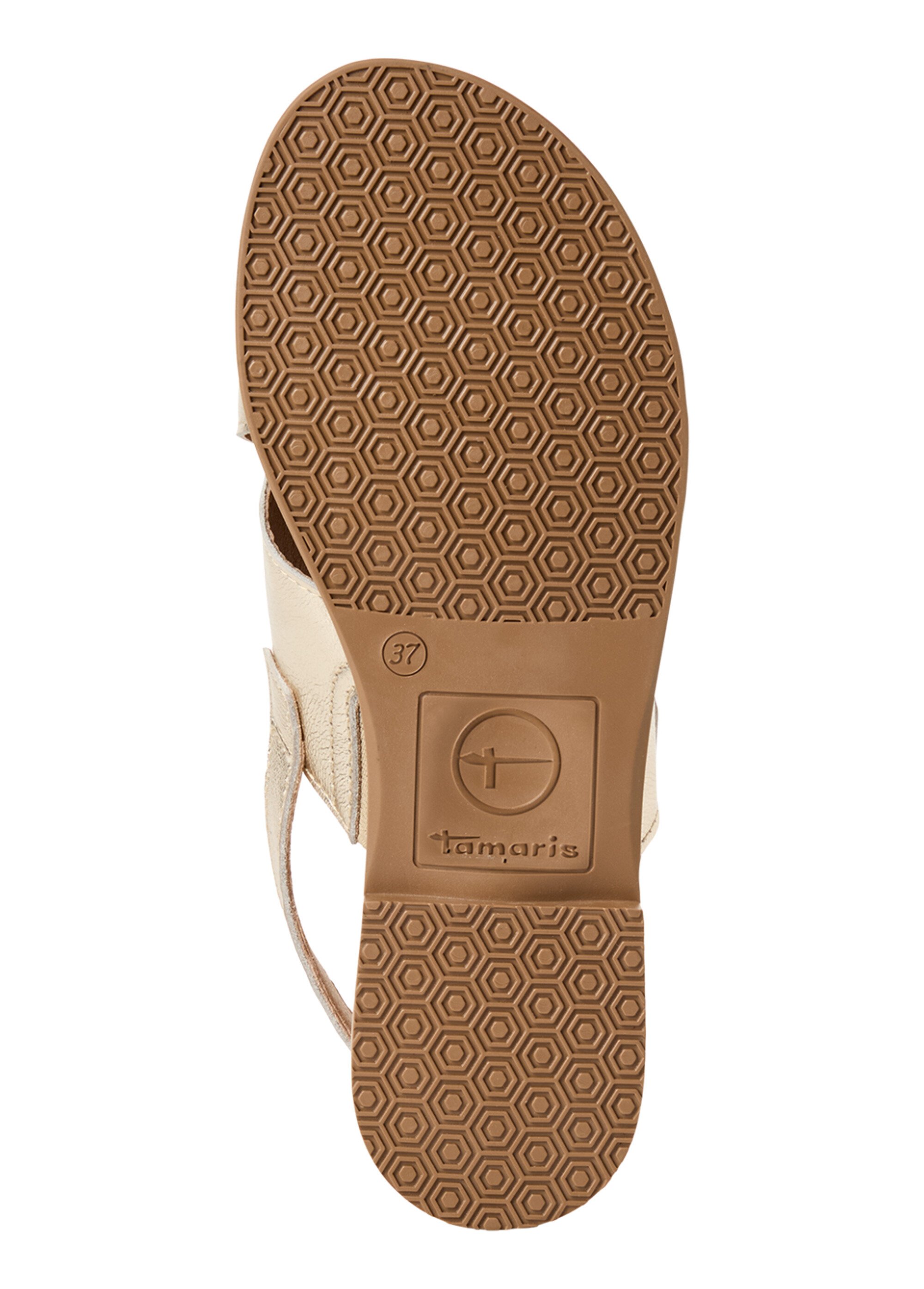 Sandales brides croisées, cuir métallisé Femme Doré TAM12810244 UN1