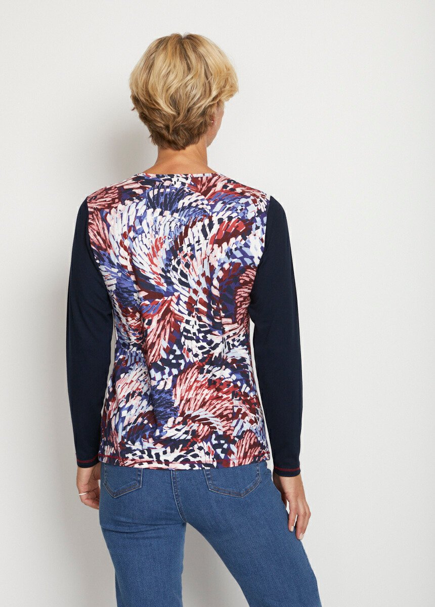 T-shirt uni imprimé manches longues