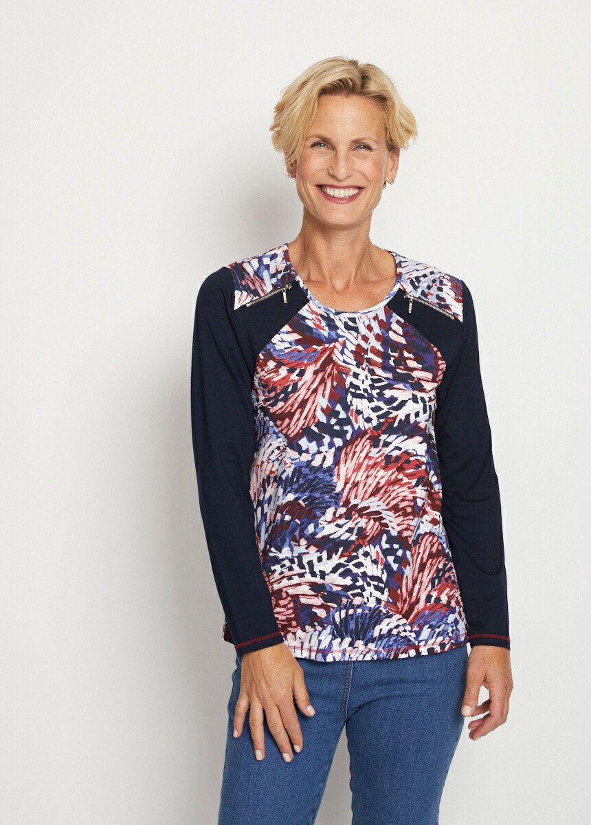 T-shirt uni imprimé manches longues