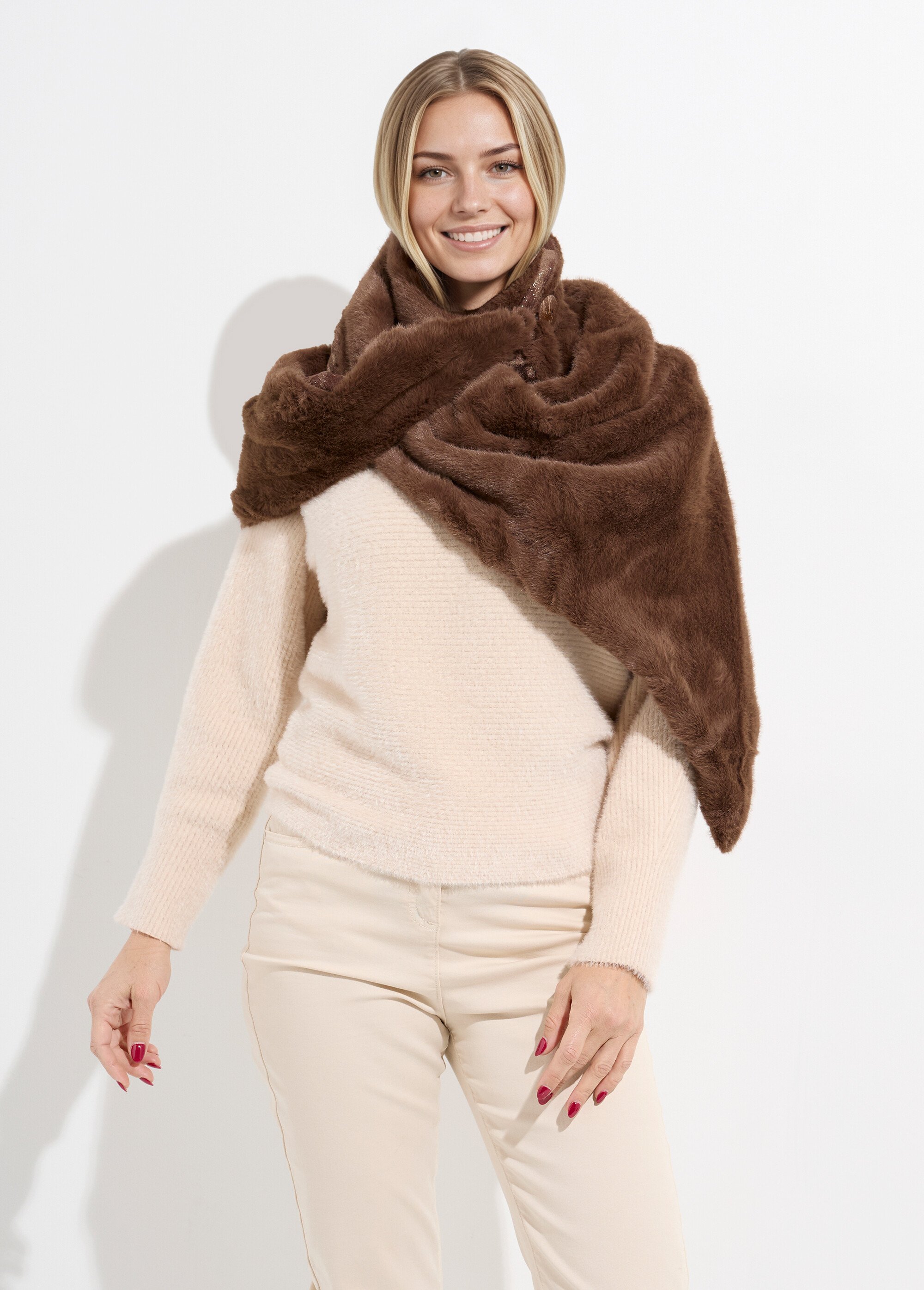 Tour de cou fausse fourrure léopard Femme Marron TOPTD9-3 FA1