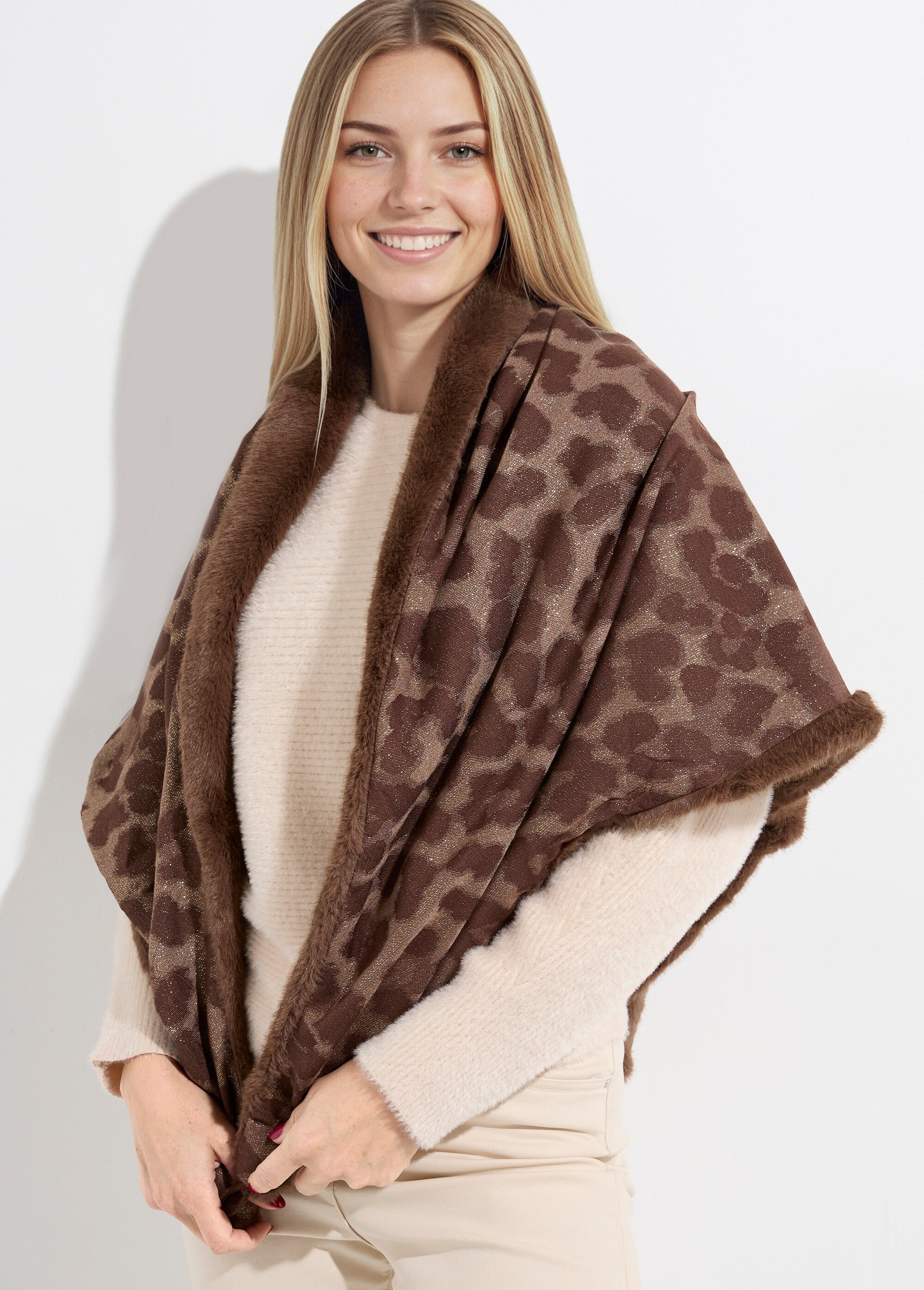 Tour de cou fausse fourrure léopard Femme Marron TOPTD9-3 MV1