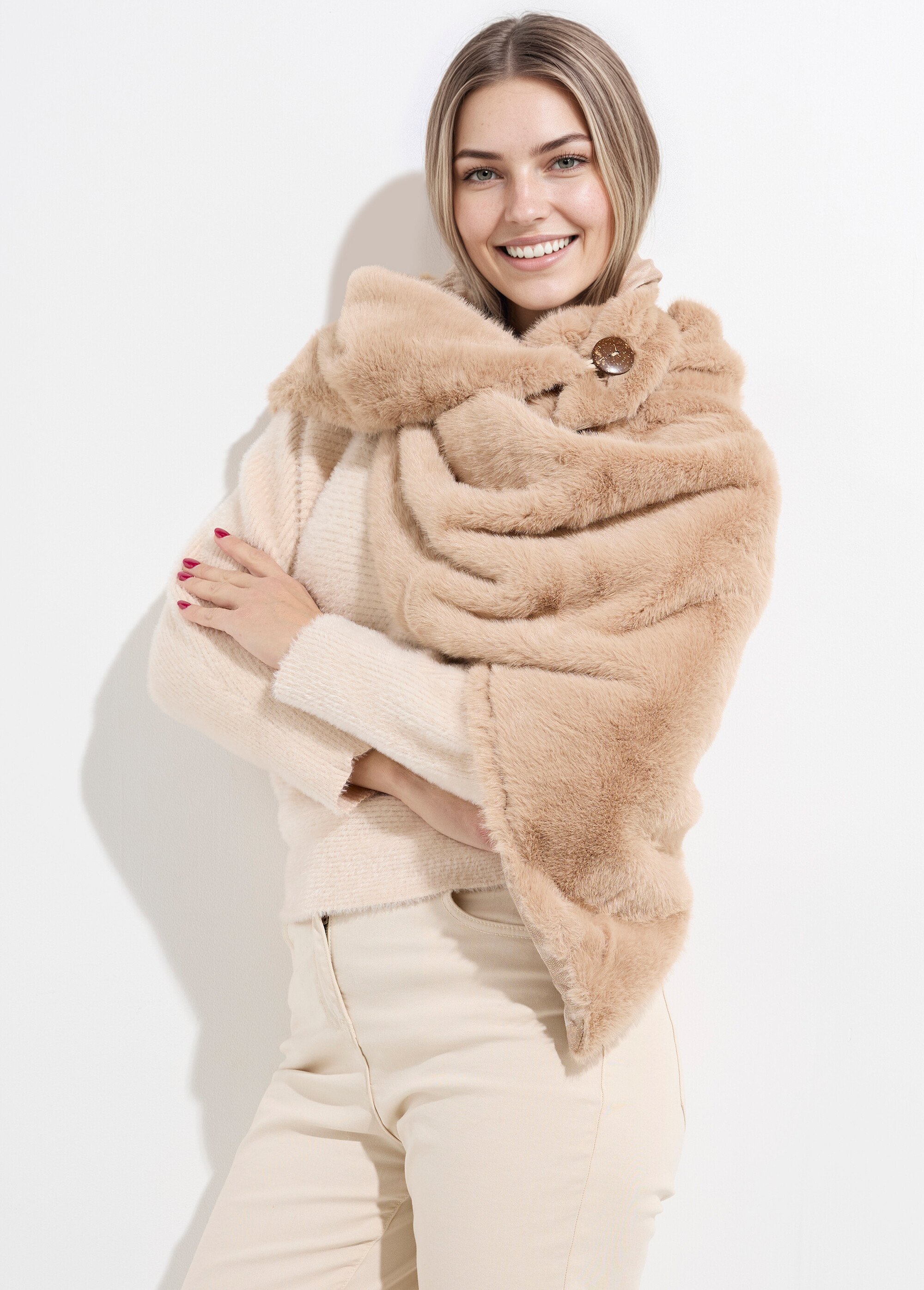 Tour de cou fausse fourrure léopard Femme Beige TOPTD9-3 MV1