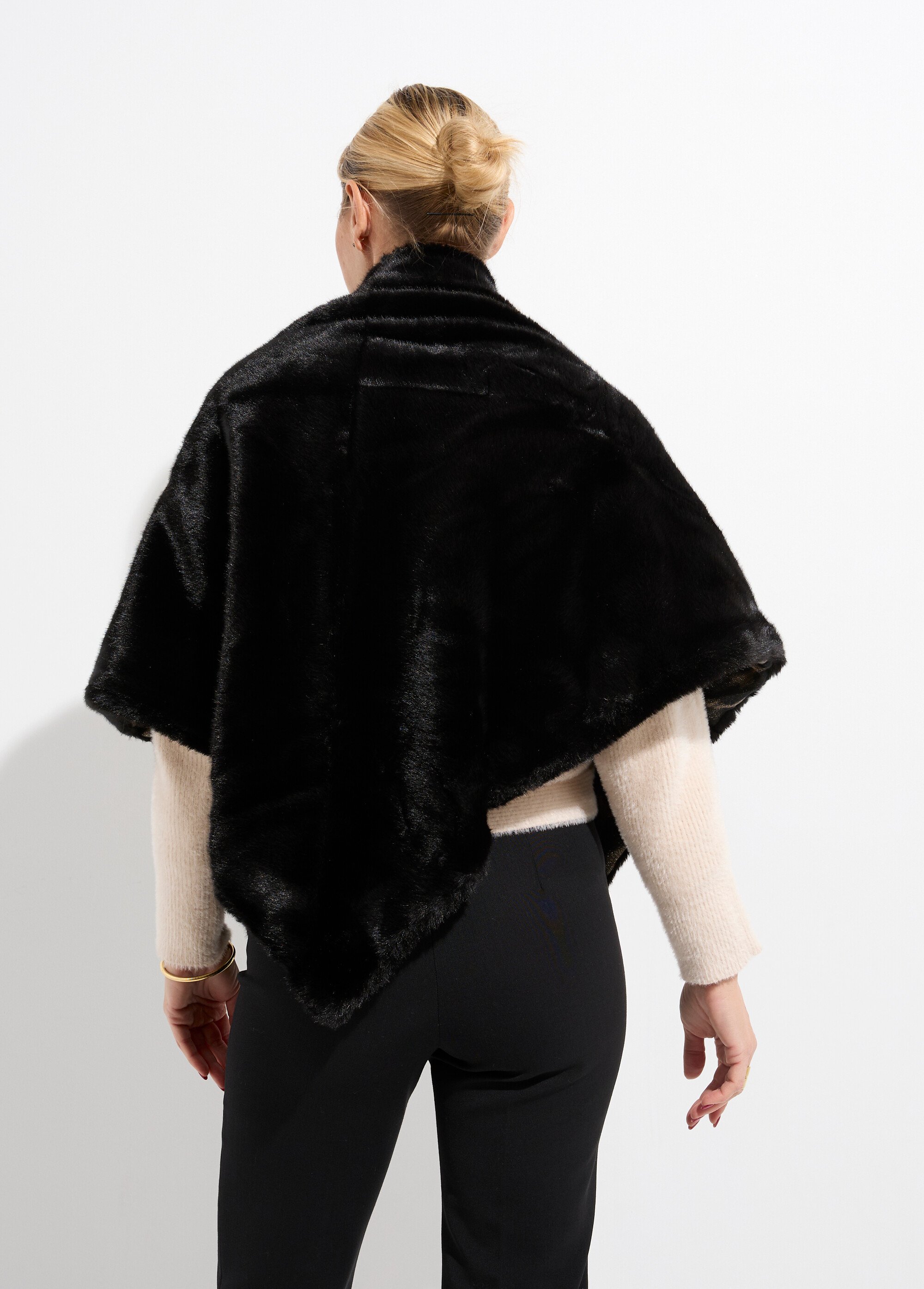 Tour de cou fausse fourrure léopard Femme Noir TOPTD9-3 DO1