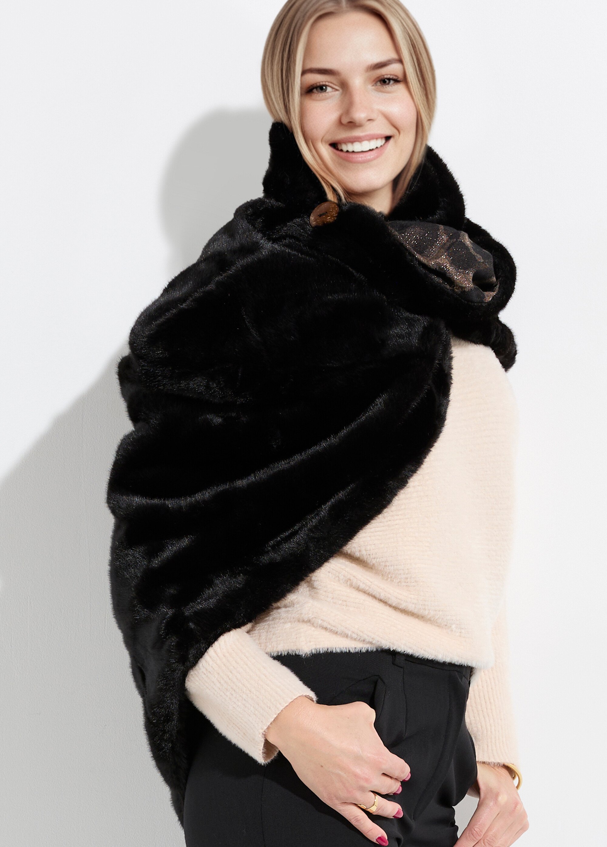 Tour de cou fausse fourrure léopard