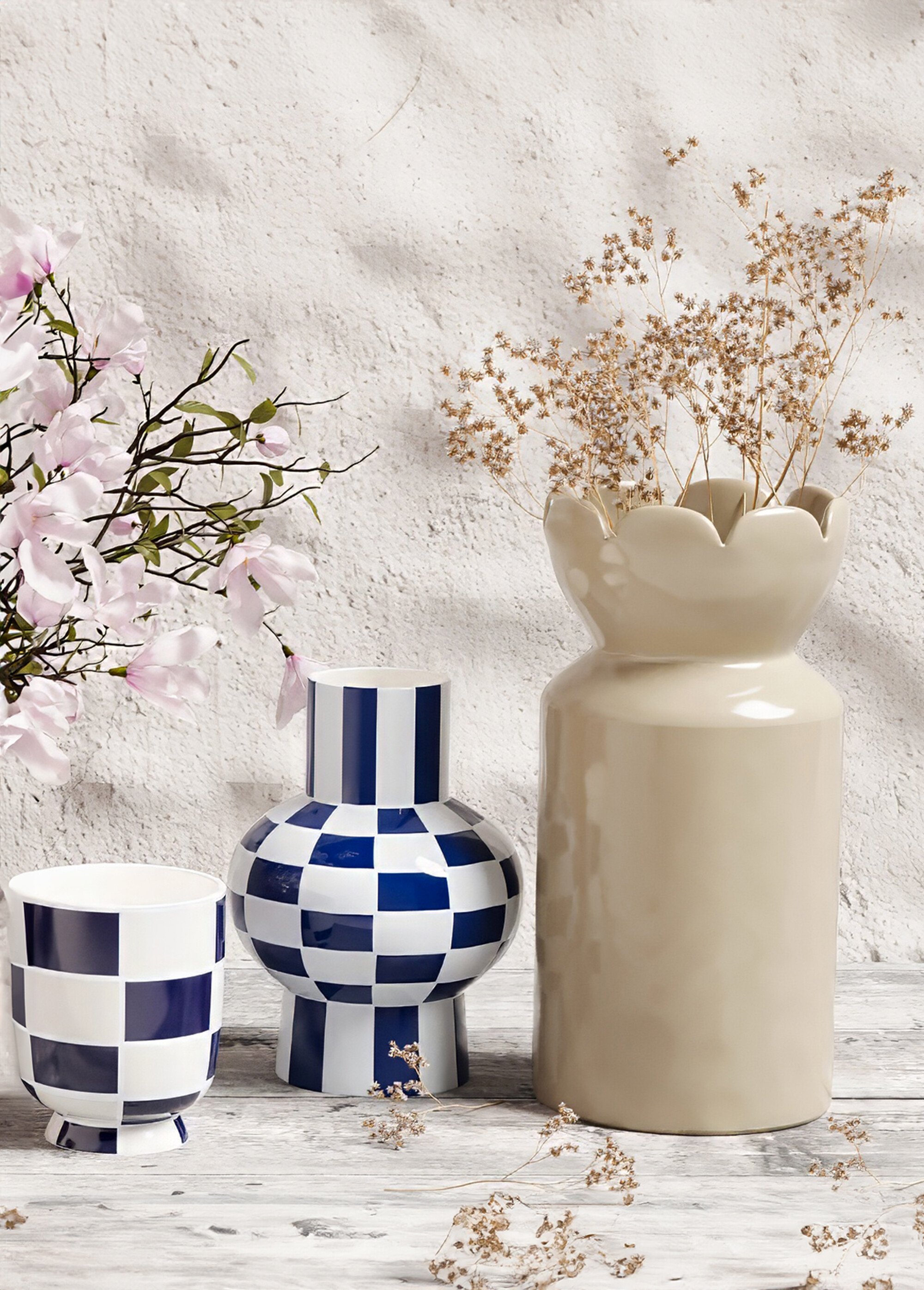 Vase en céramique avec col tulipe Beige POT-RIVOLI SF1