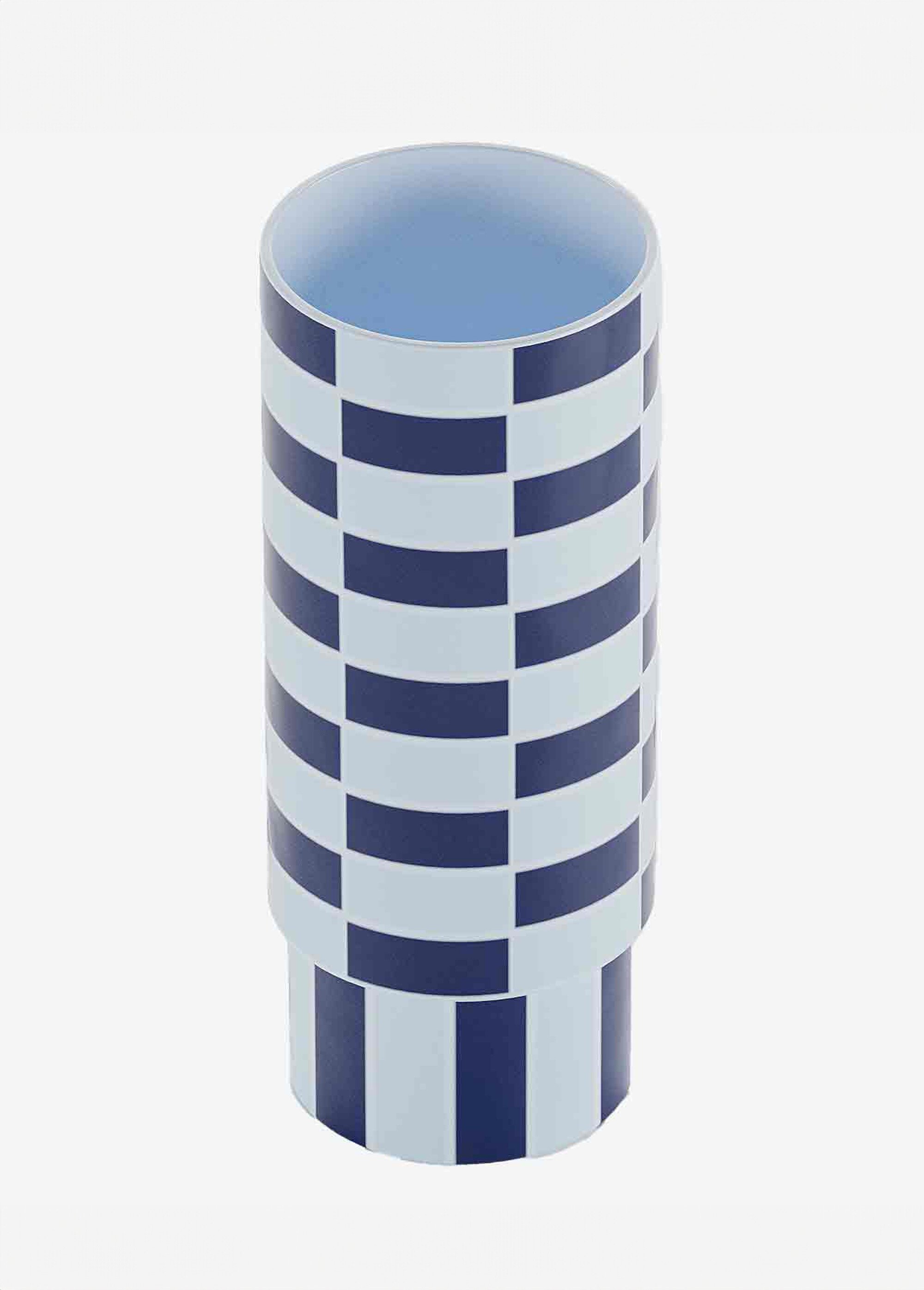 Vase haut en céramique motif damier Bleu POT-SOFIA DE1