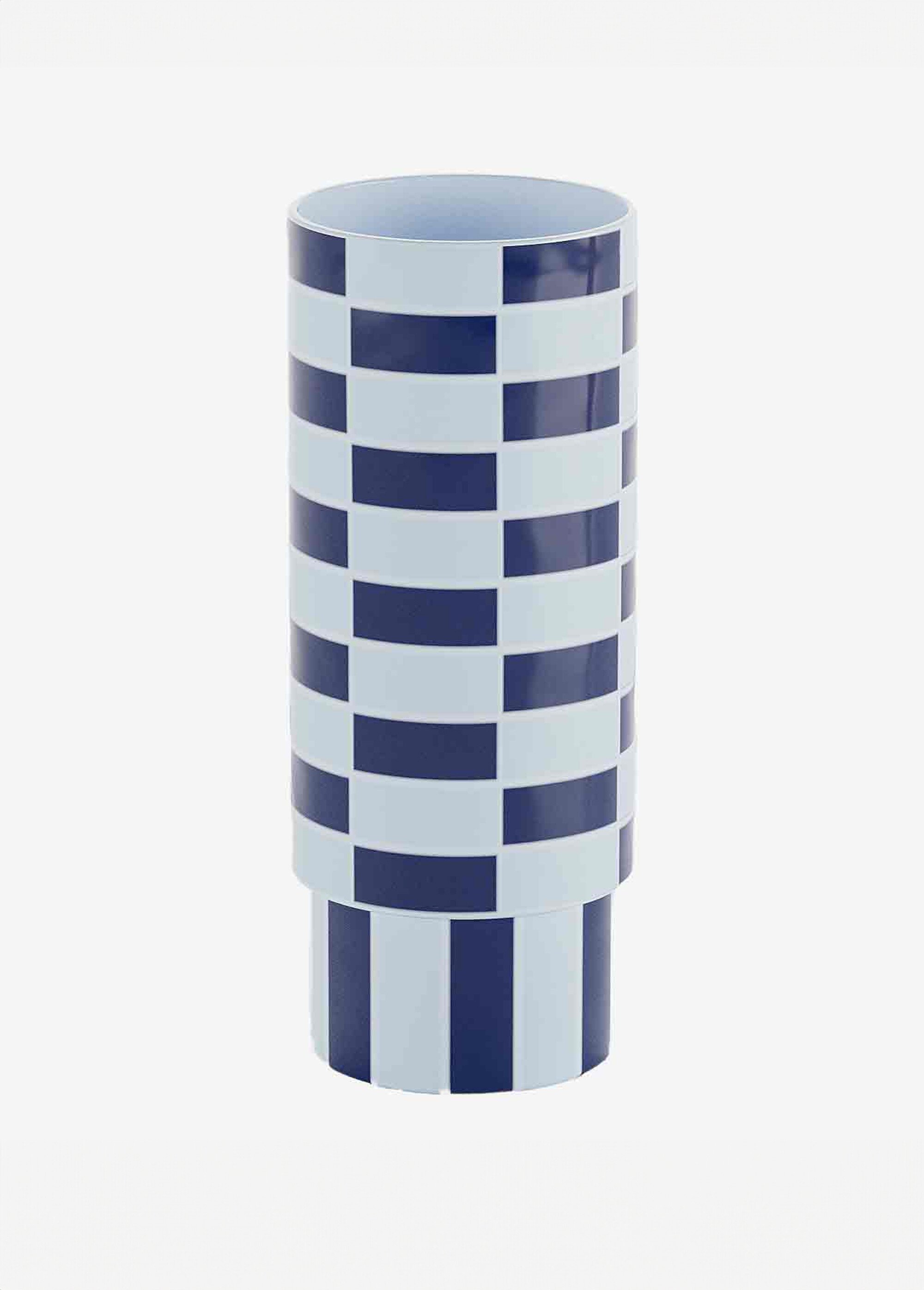 Vase haut en céramique motif damier Bleu POT-SOFIA FA1