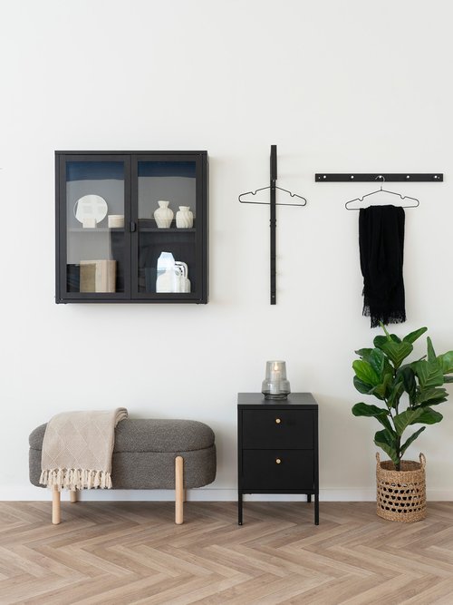 Banc de rangement avec pieds bois de pin MARRON HN-1409001 SI1