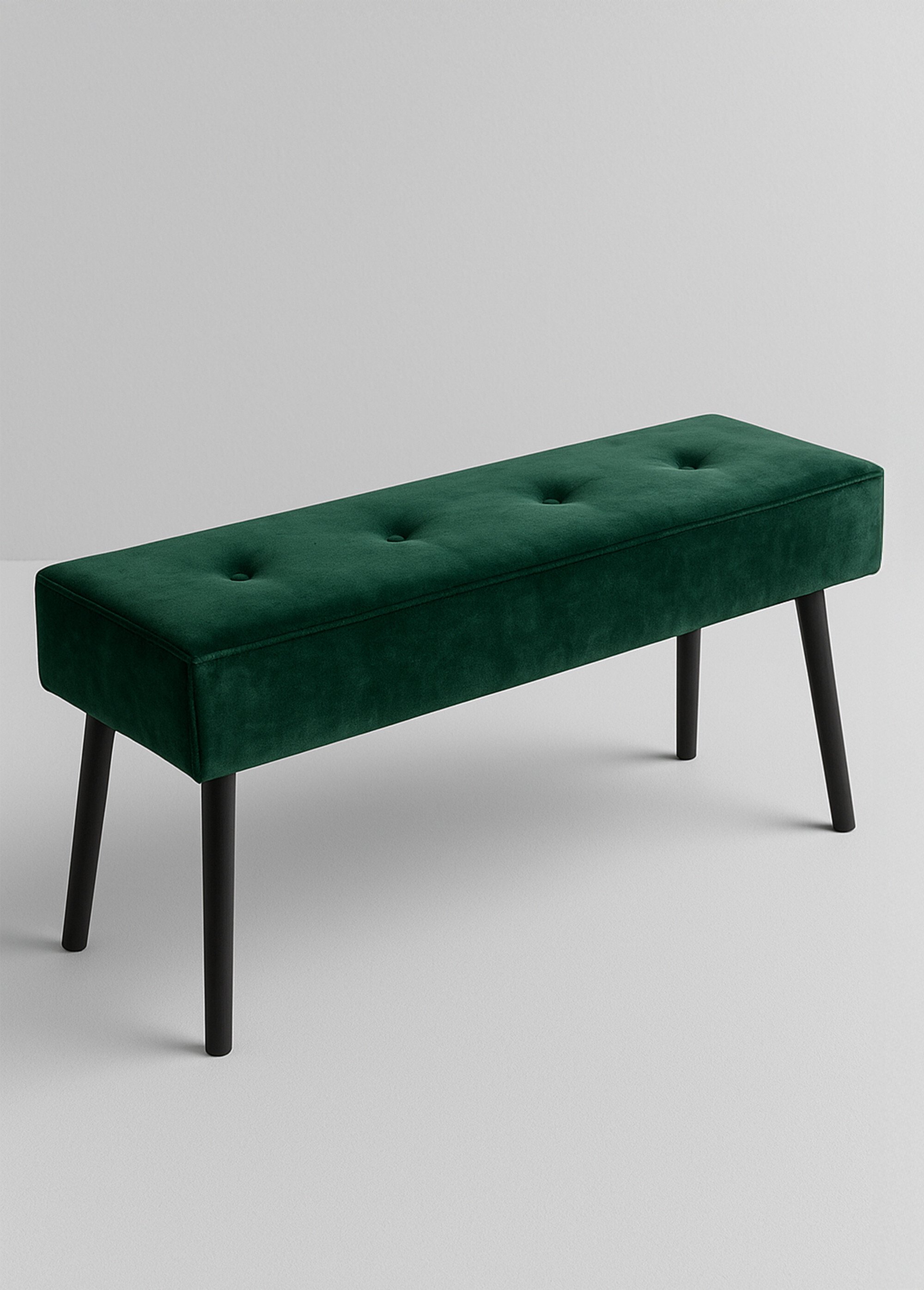 Banc en velours capitonné, pieds métal VERT HN-1401004 FA1