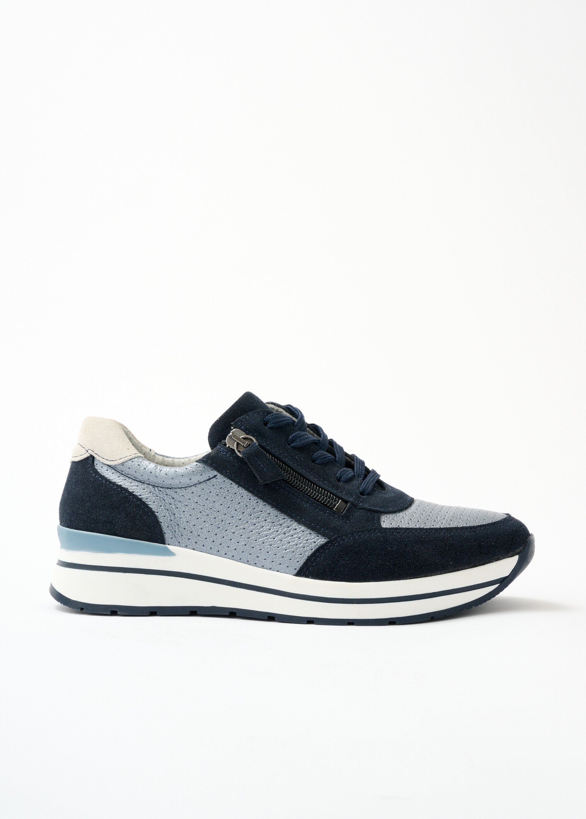 Baskets largeur confort cuir bi-matière Femme Bleu OLYMPIA DR1