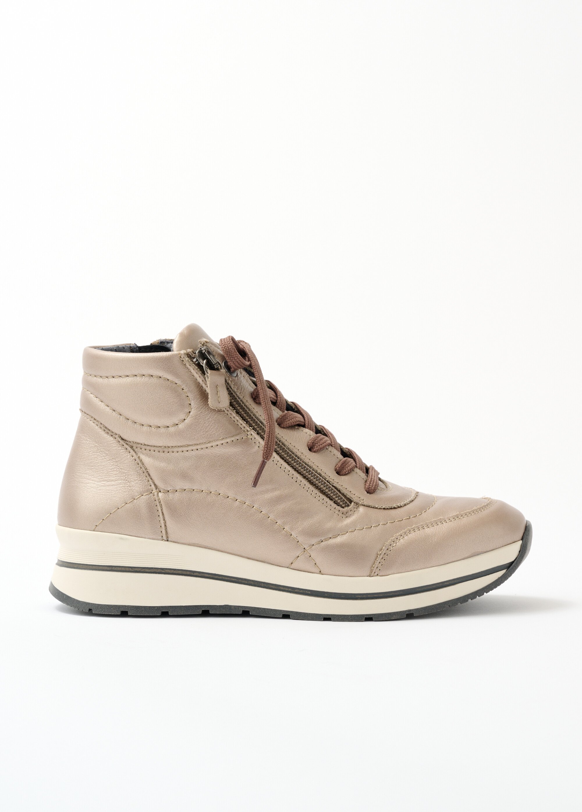 Baskets montantes largeur confort cuir Femme Beige ONFLEUR DR1