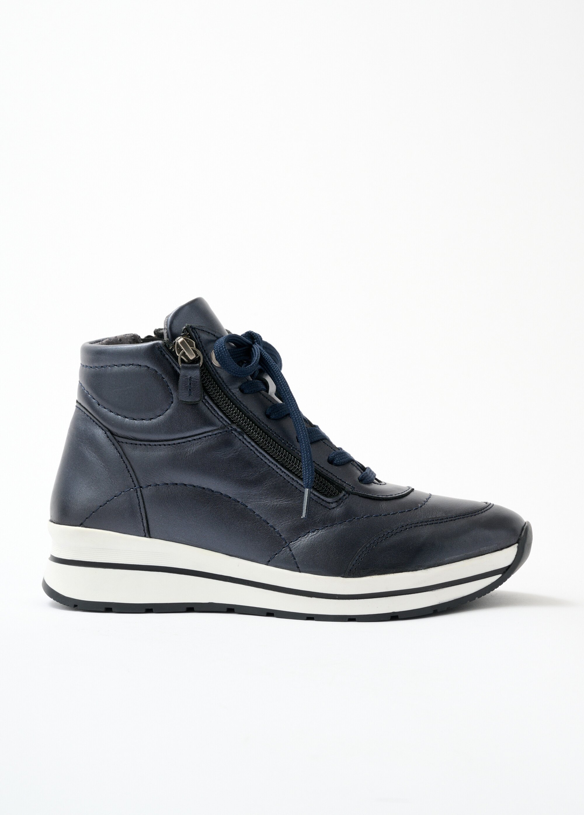 Baskets montantes largeur confort cuir Femme Bleu ONFLEUR DR1