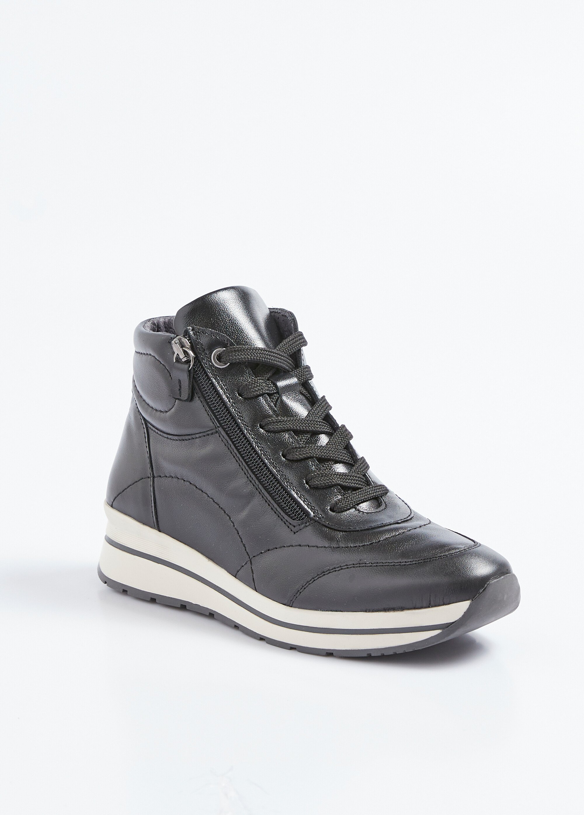 Baskets montantes largeur confort cuir Femme NOIR IRISE ONFLEUR FA1