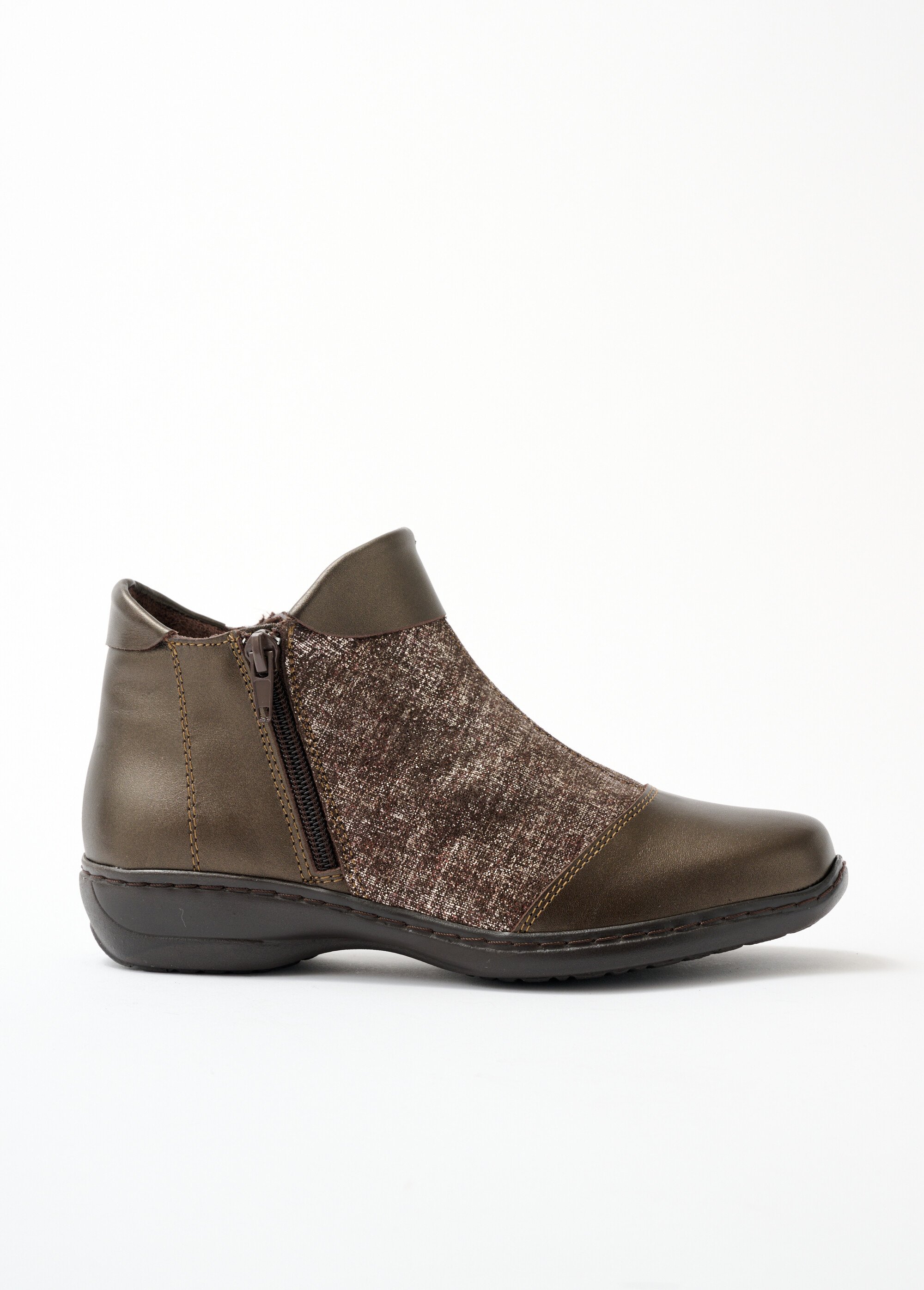Boots cuir largeur confort double glissière Femme Marron OELINE DR1