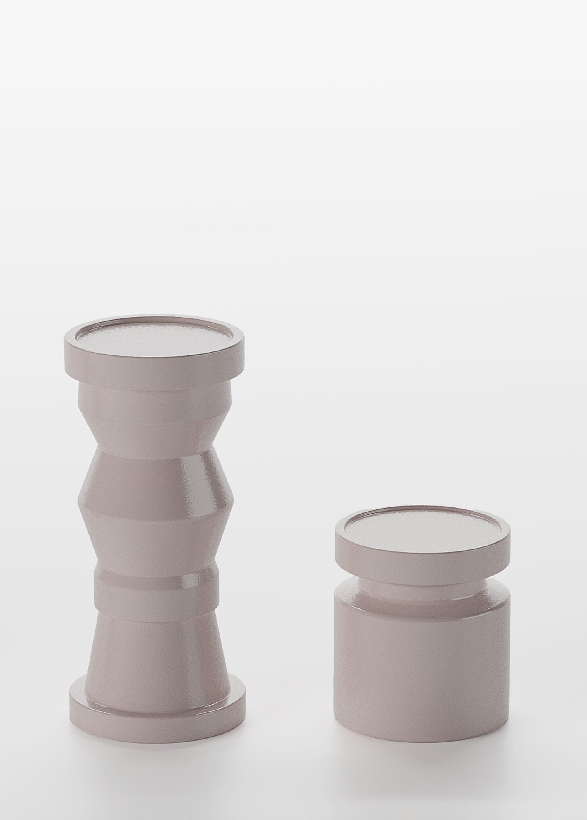Bougeoirs déco assortis en bois Rose POT-ANTALYA FA1