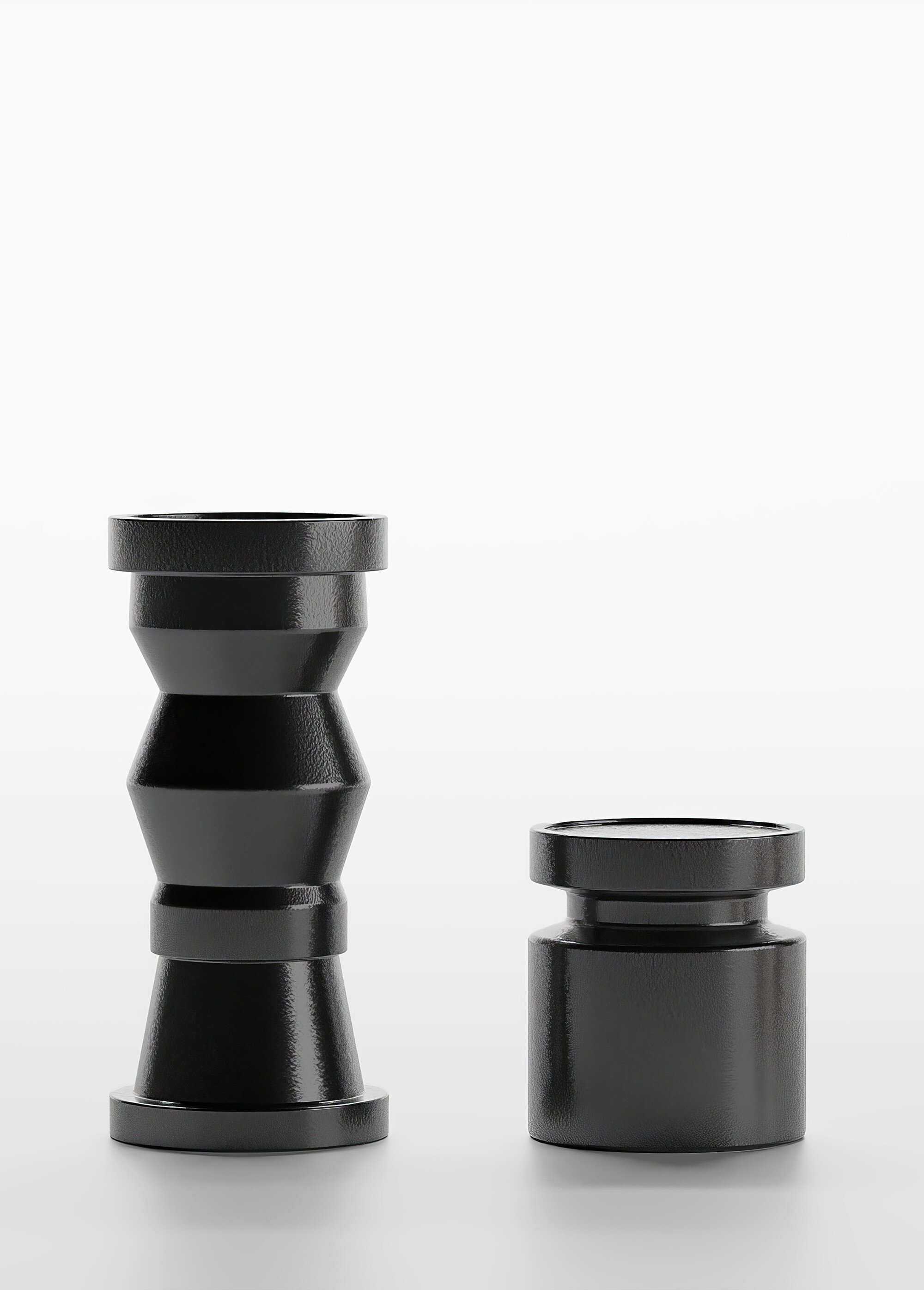 Bougeoirs déco assortis en bois Noir POT-ANTALYA DE2