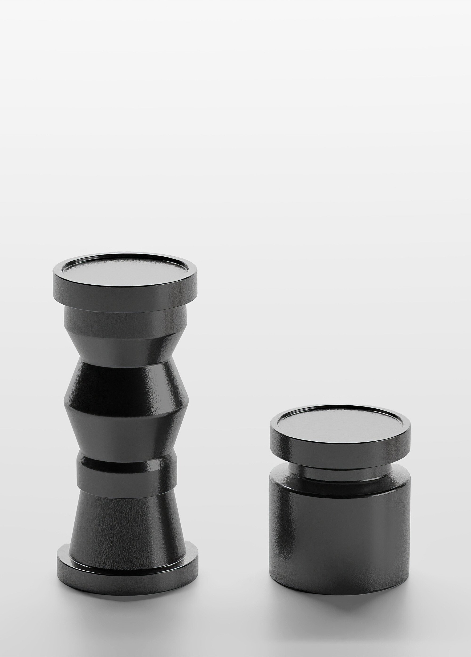 Bougeoirs déco assortis en bois Noir POT-ANTALYA FA1
