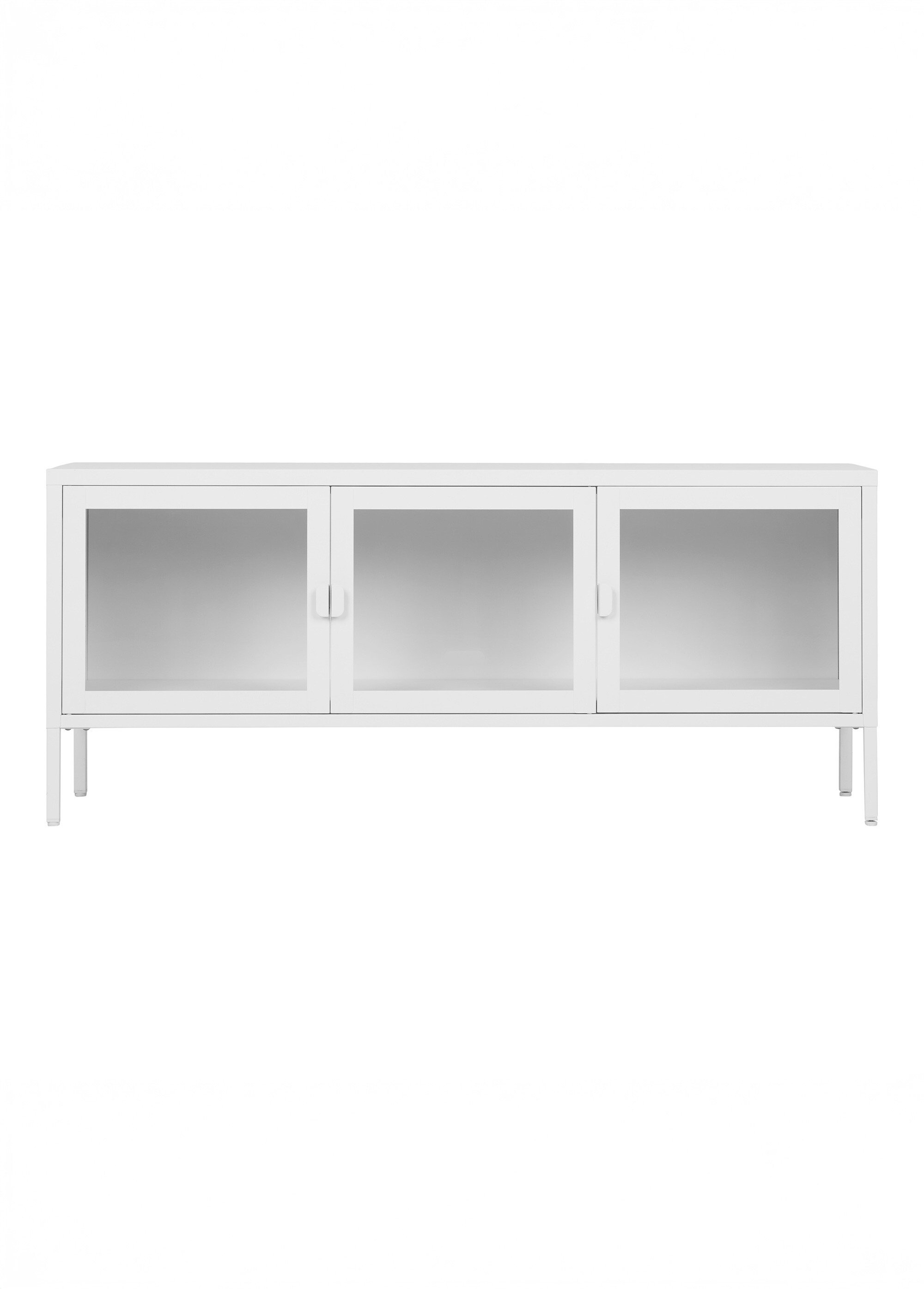 Buffet bas acier avec 3 portes vitrées BLANC HN-3001054 DE1