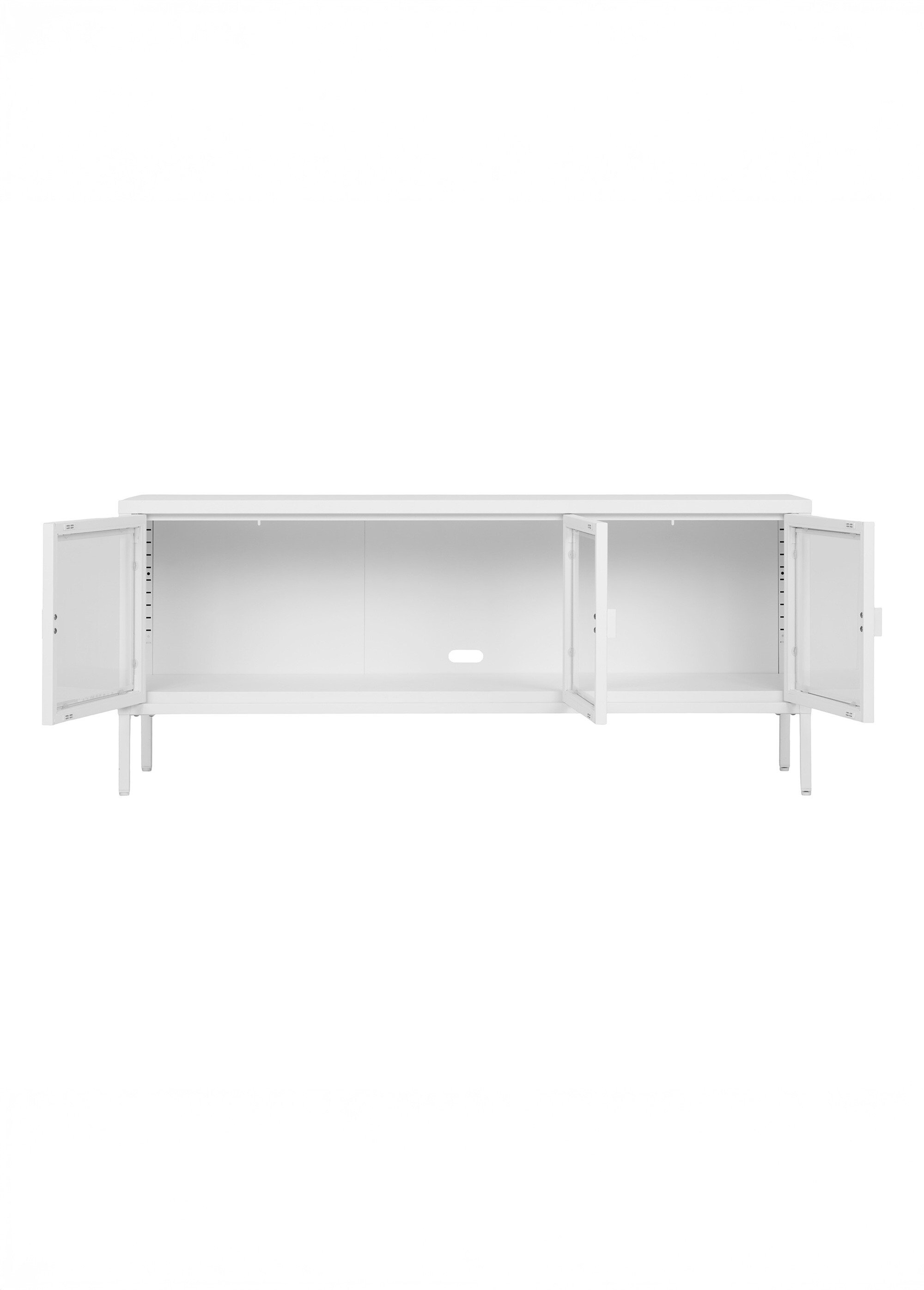 Buffet bas acier avec 3 portes vitrées BLANC HN-3001054 DE2