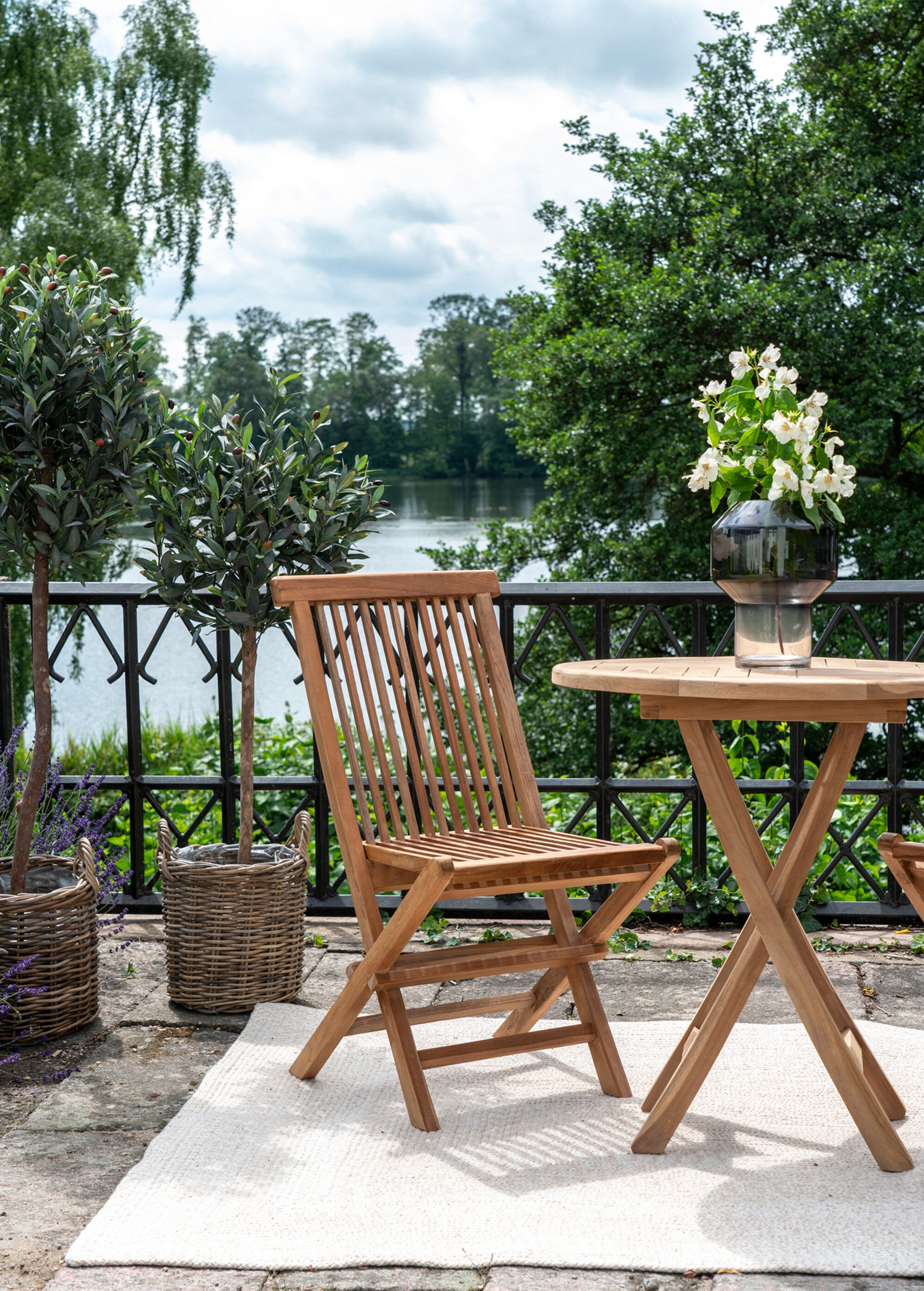Chaise de jardin pliante en bois de teck BEIGE HN-7001130 SI1