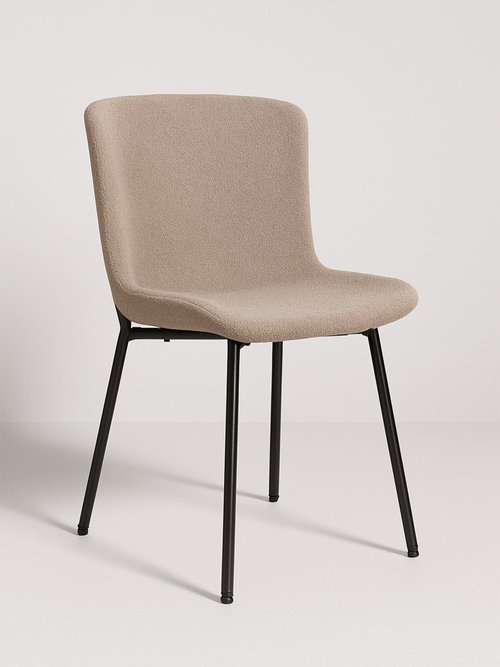 Chaise de salle à manger en bouclette BEIGE HN-1001135 FA1