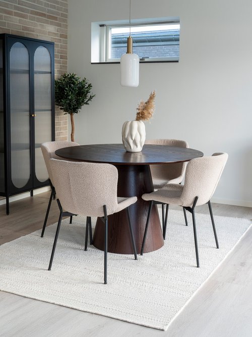 Chaise de salle à manger en bouclette BEIGE HN-1001135 SI1