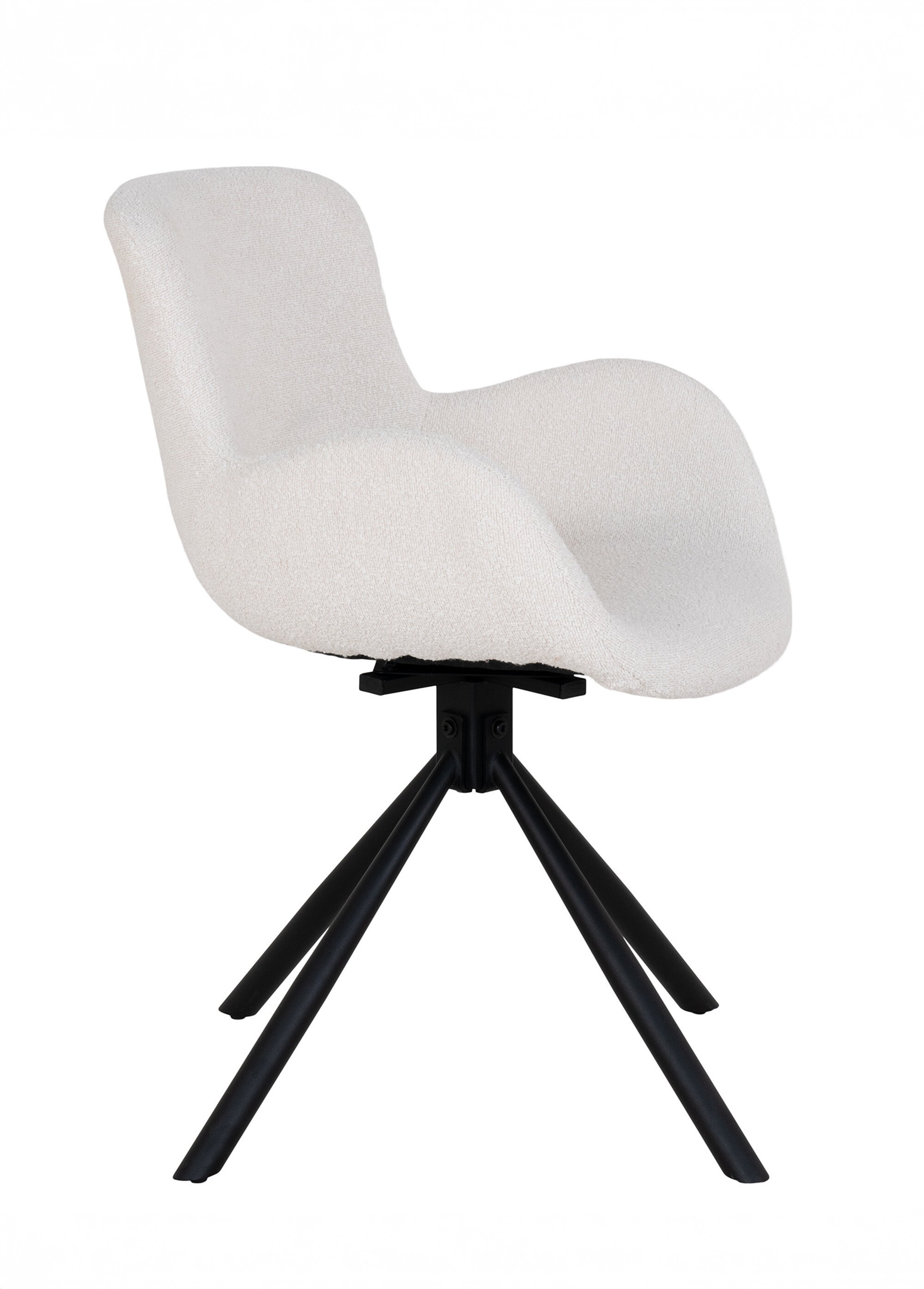 Chaise de salle à manger pivotante bouclette BLANC CASSE HN-1001186 DR1