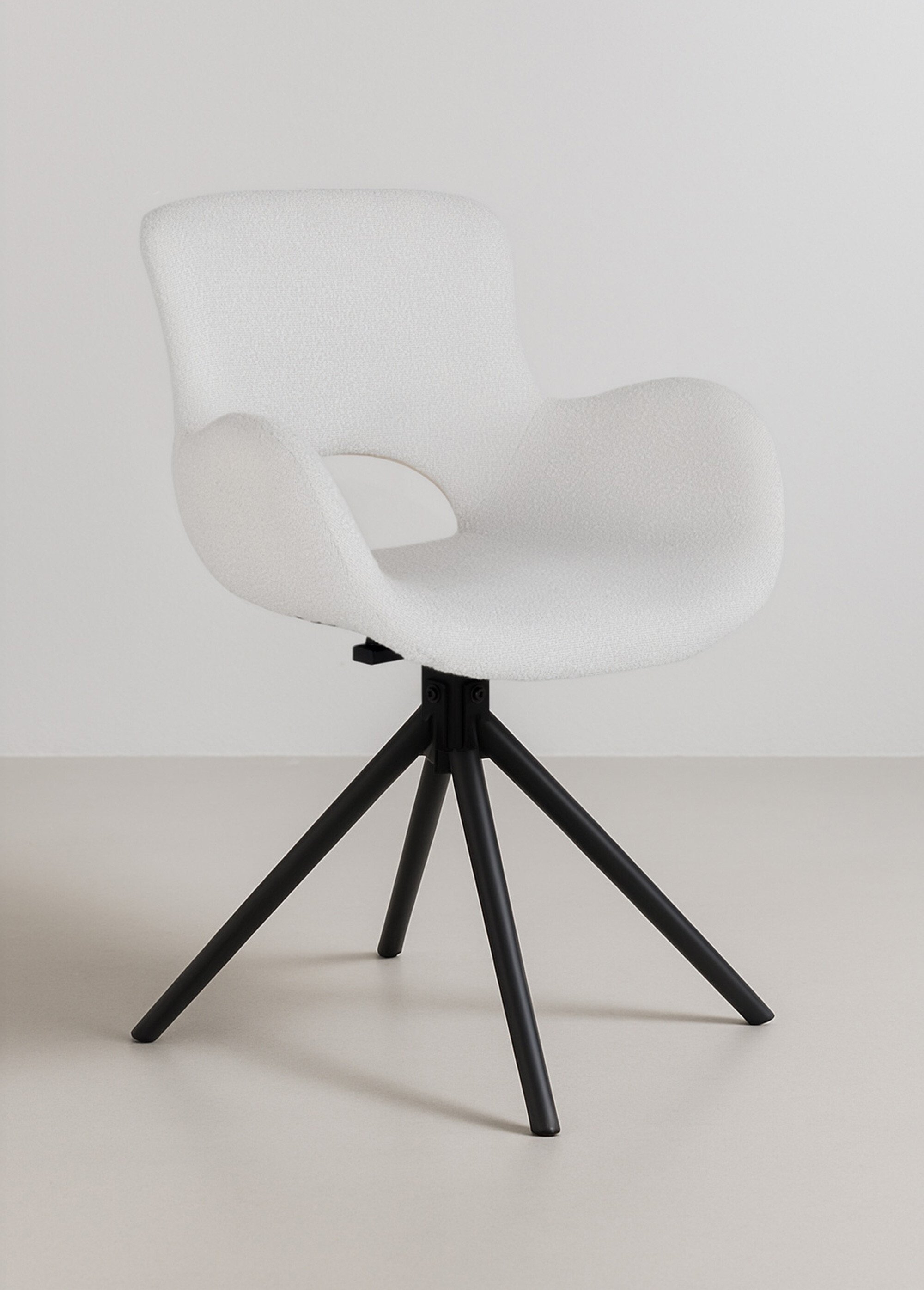 Chaise de salle à manger pivotante bouclette BLANC CASSE HN-1001186 FA1