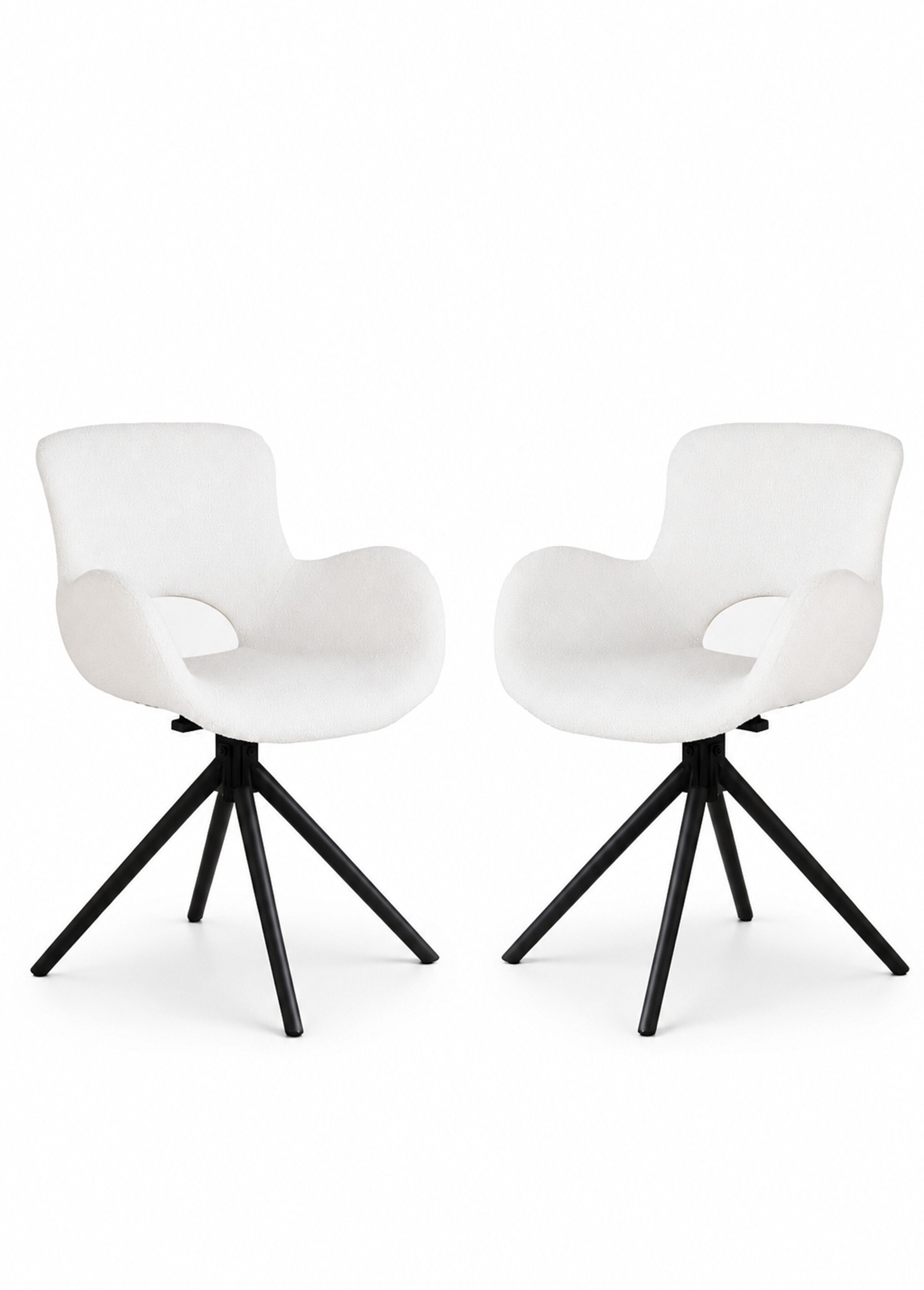 Chaises maille bouclette, pied pivotant