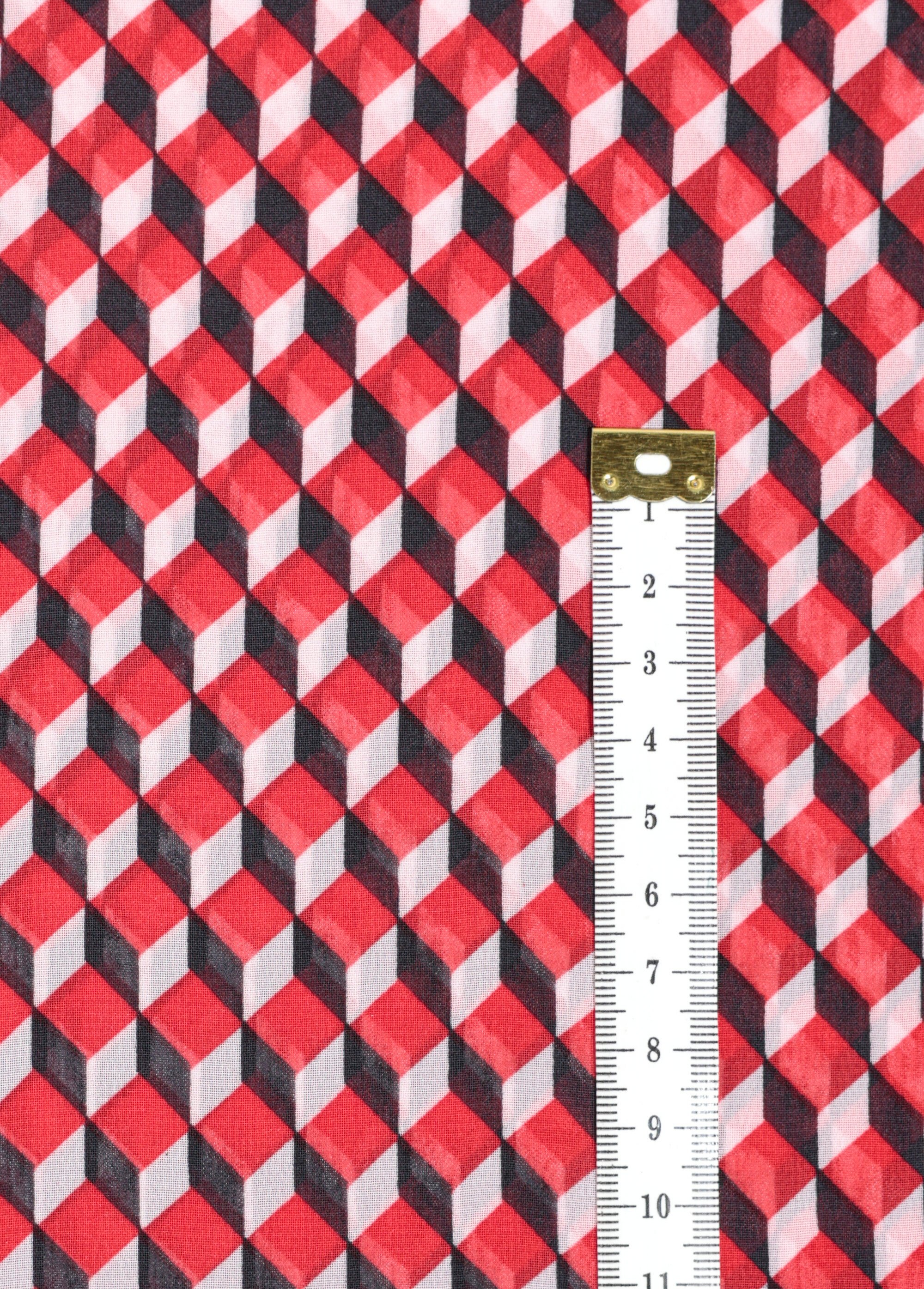 Coupon tissu habillement, voile losanges ROUGE COT147038 DE1