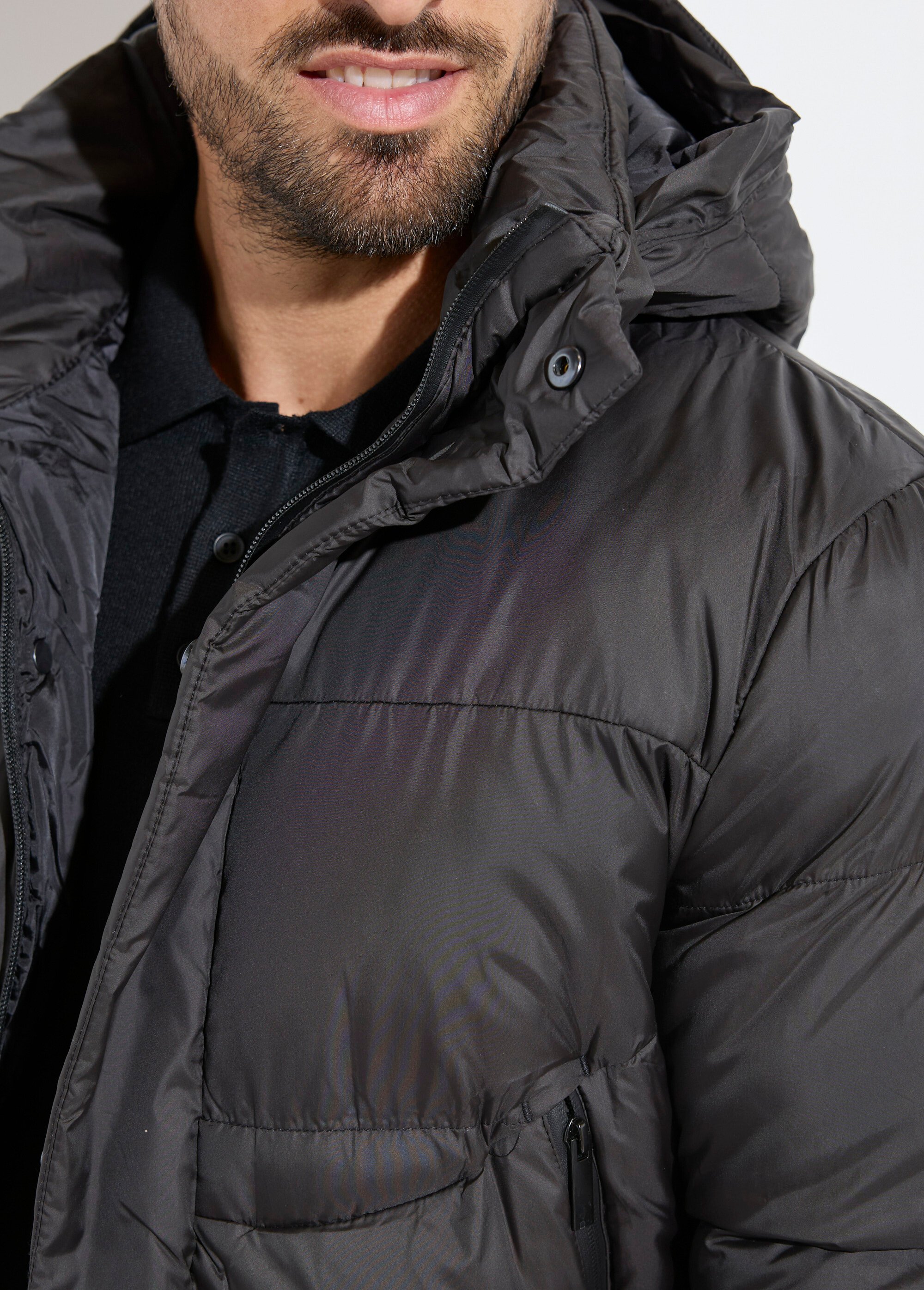 Doudoune chaude matelassée à capuche Homme Noir KYM5292 DE1