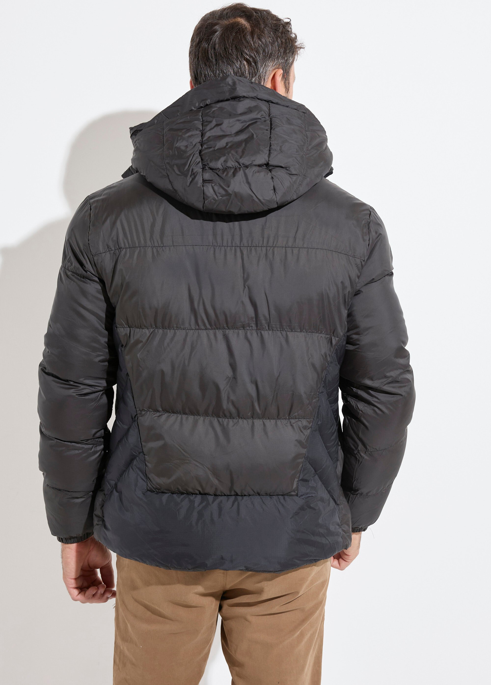 Doudoune chaude matelassée à capuche Homme Noir KYM5292 DO1