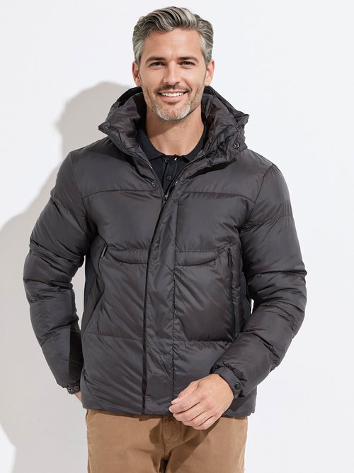 Doudoune chaude matelassée à capuche Homme Noir KYM5292 FA1