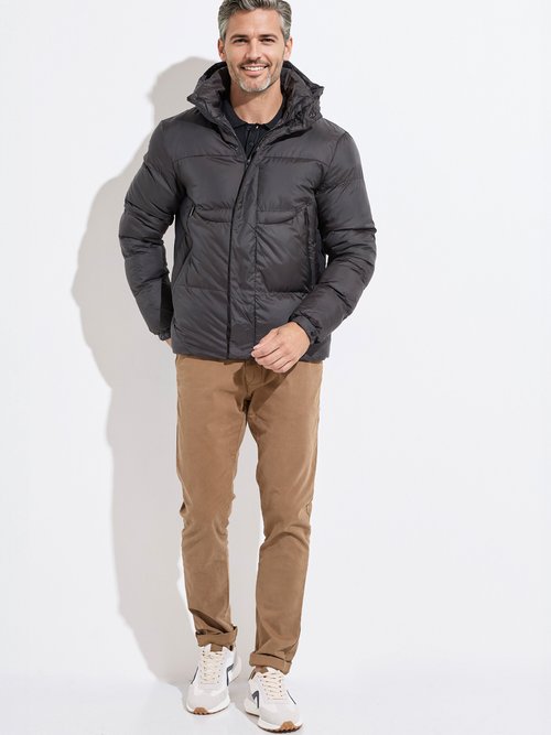 Doudoune chaude matelassée à capuche Homme Noir KYM5292 SF1