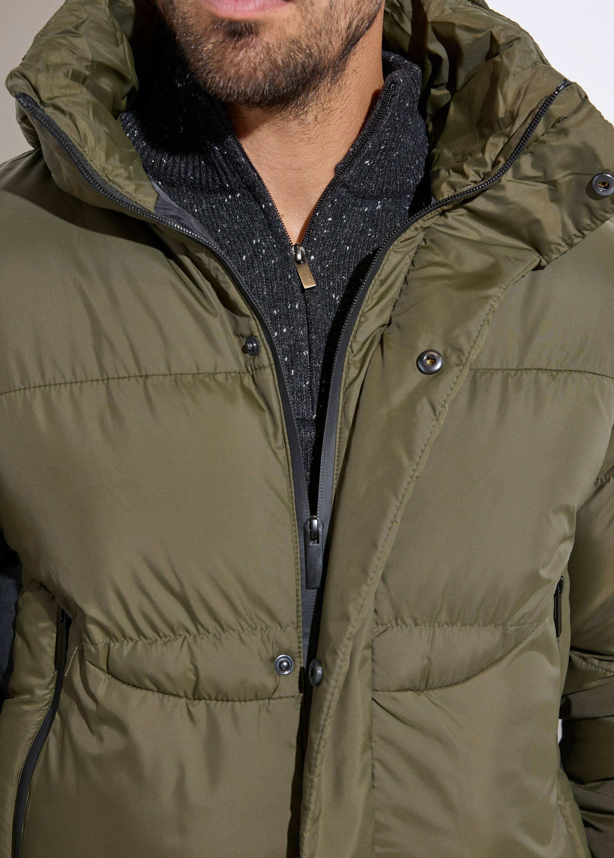 Doudoune chaude matelassée à capuche Homme Vert KYM5292 DE1