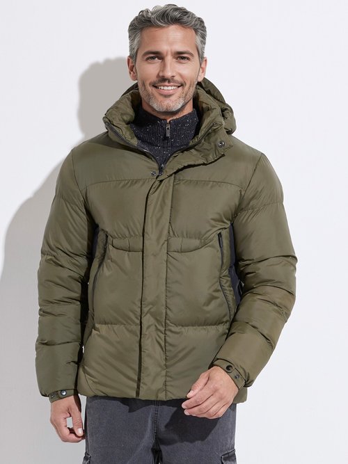 Doudoune chaude matelassée à capuche Homme Vert KYM5292 FA1