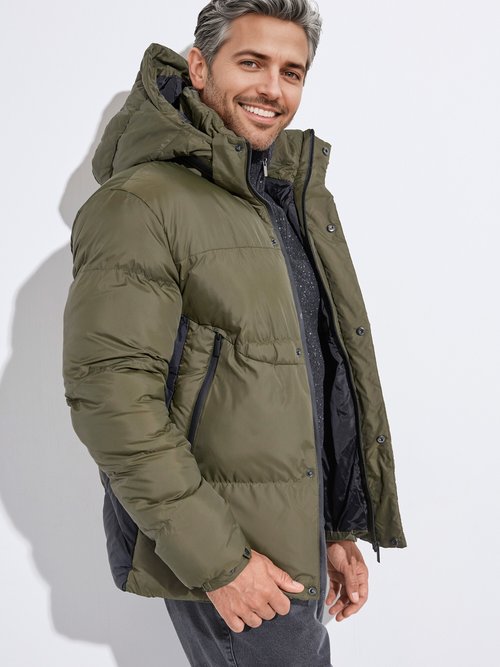 Doudoune chaude matelassée à capuche Homme Vert KYM5292 MV1