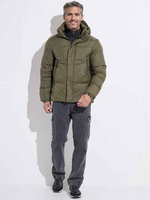 Doudoune chaude matelassée à capuche Homme Vert KYM5292 SF1