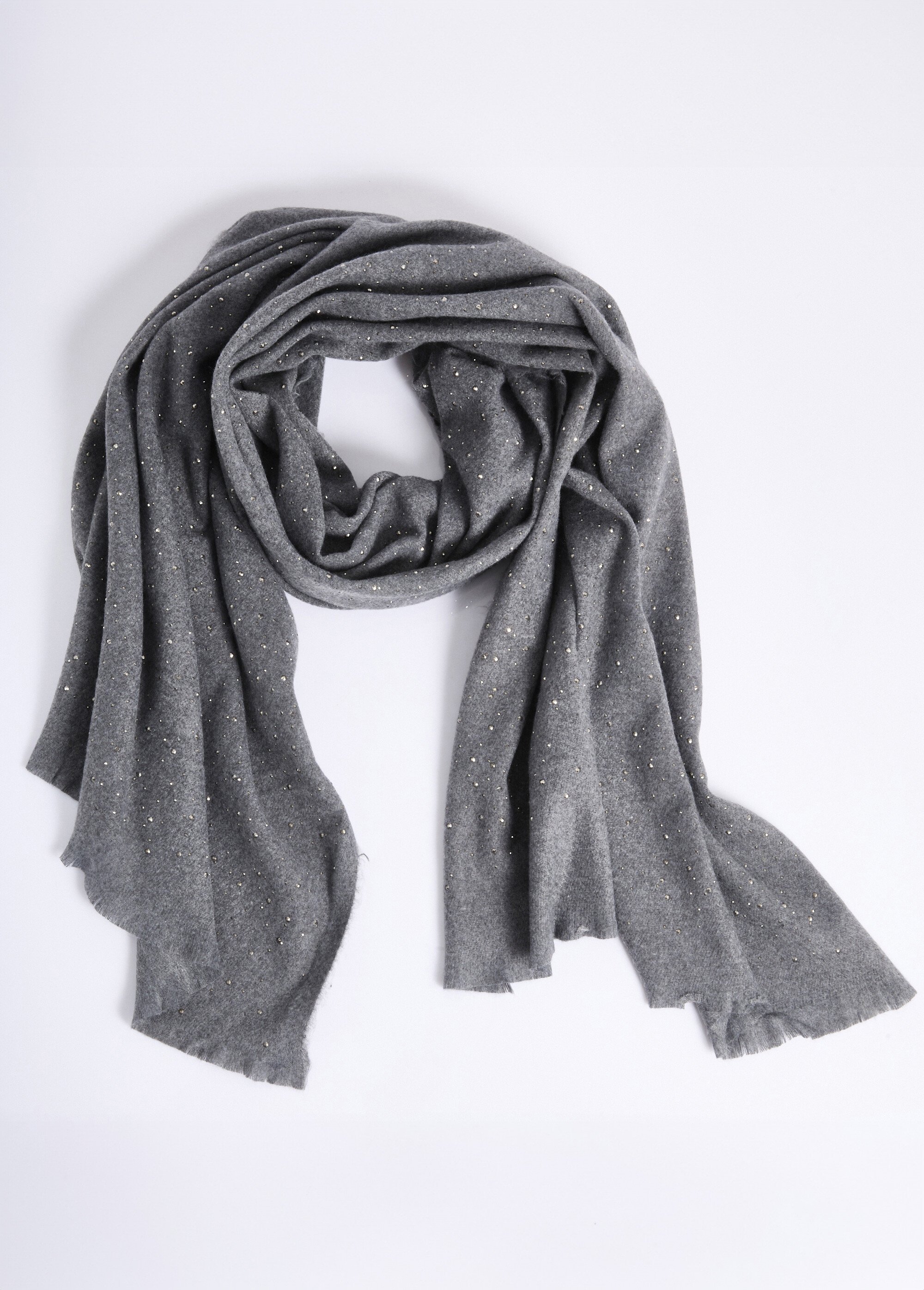 Echarpe fine en lainage avec strass Femme Gris TOPJC25261 FA1