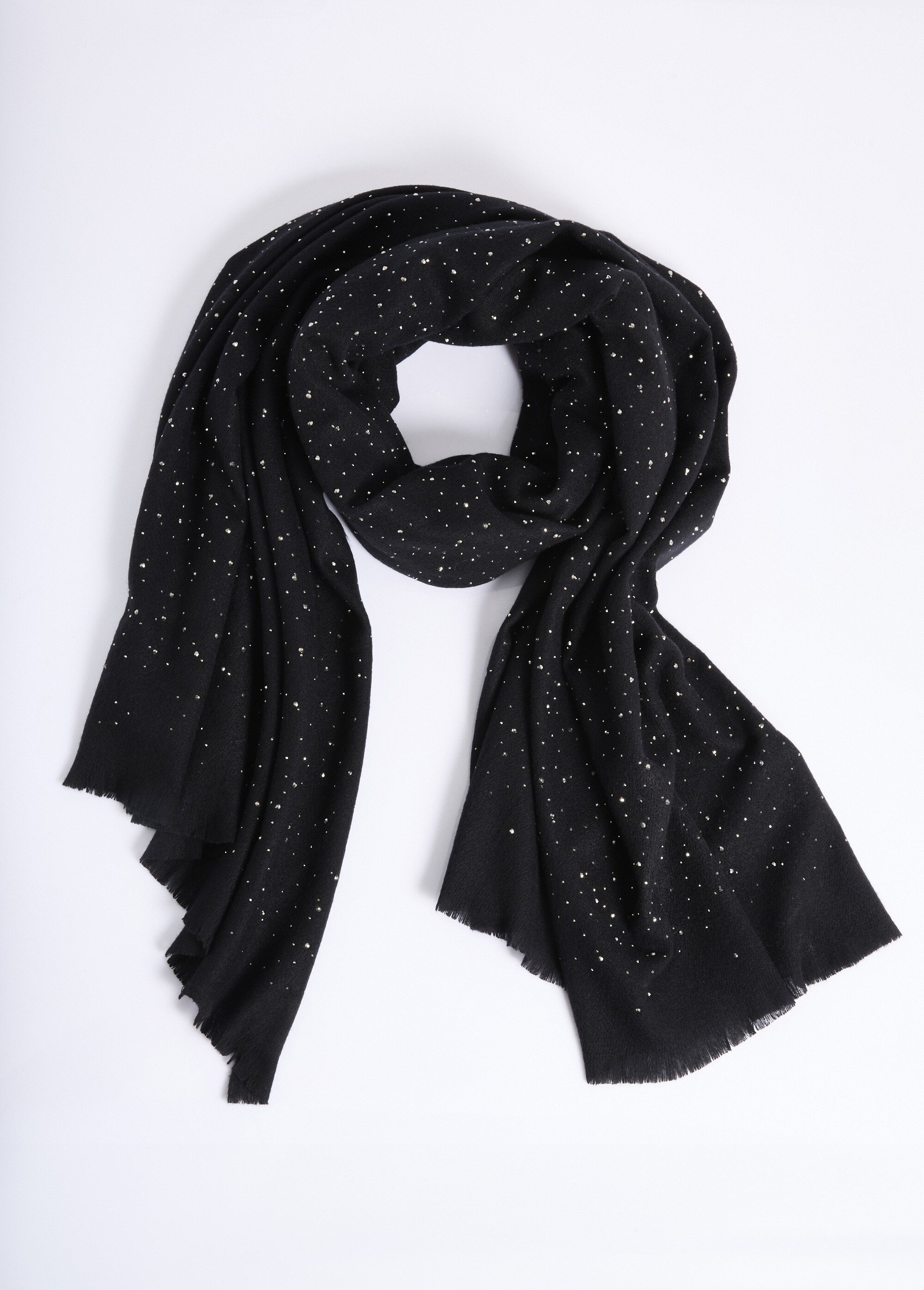 Echarpe fine en lainage avec strass Femme Noir TOPJC25261 FA1