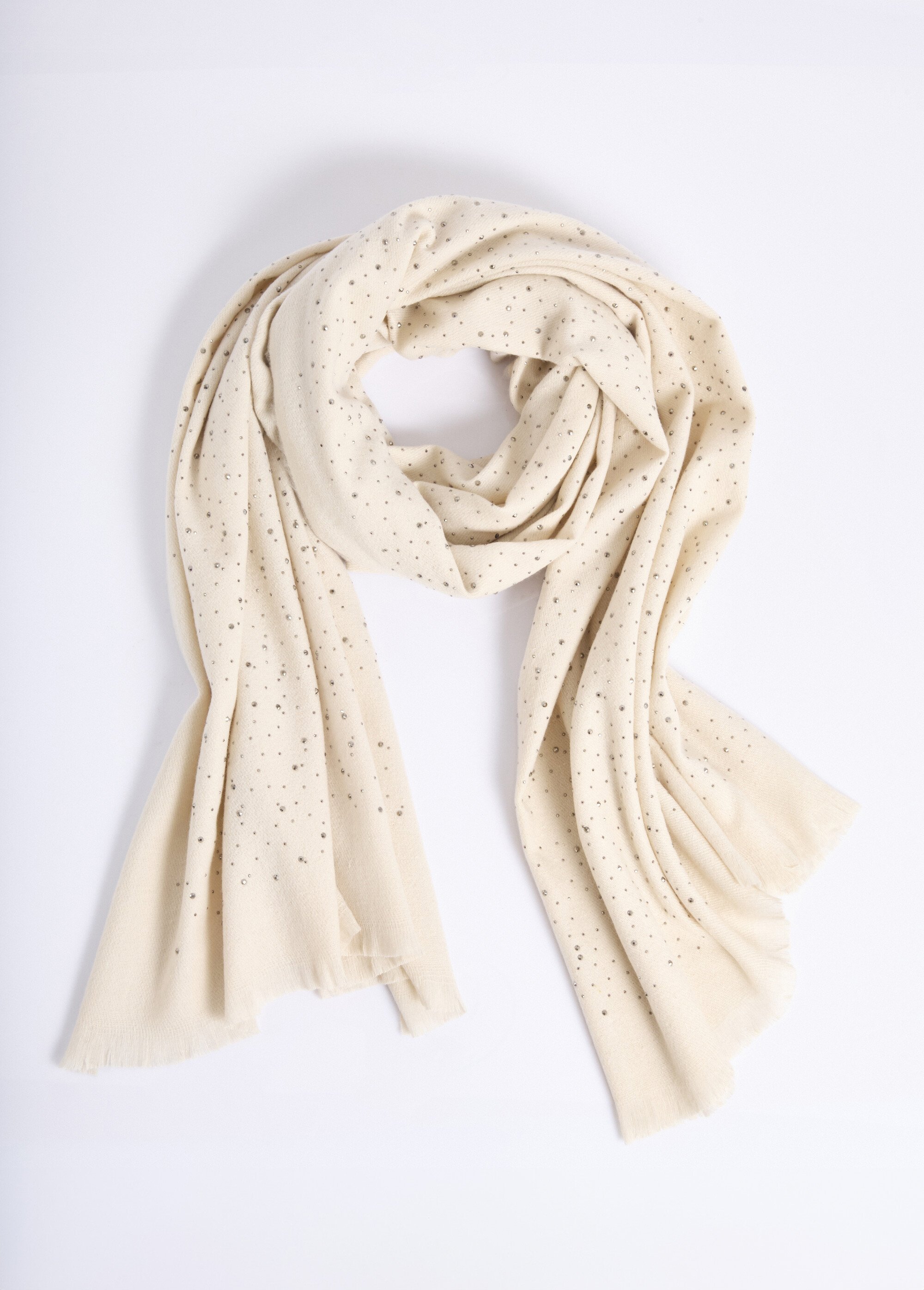 Echarpe fine en lainage avec strass Femme Blanc TOPJC25261 FA1