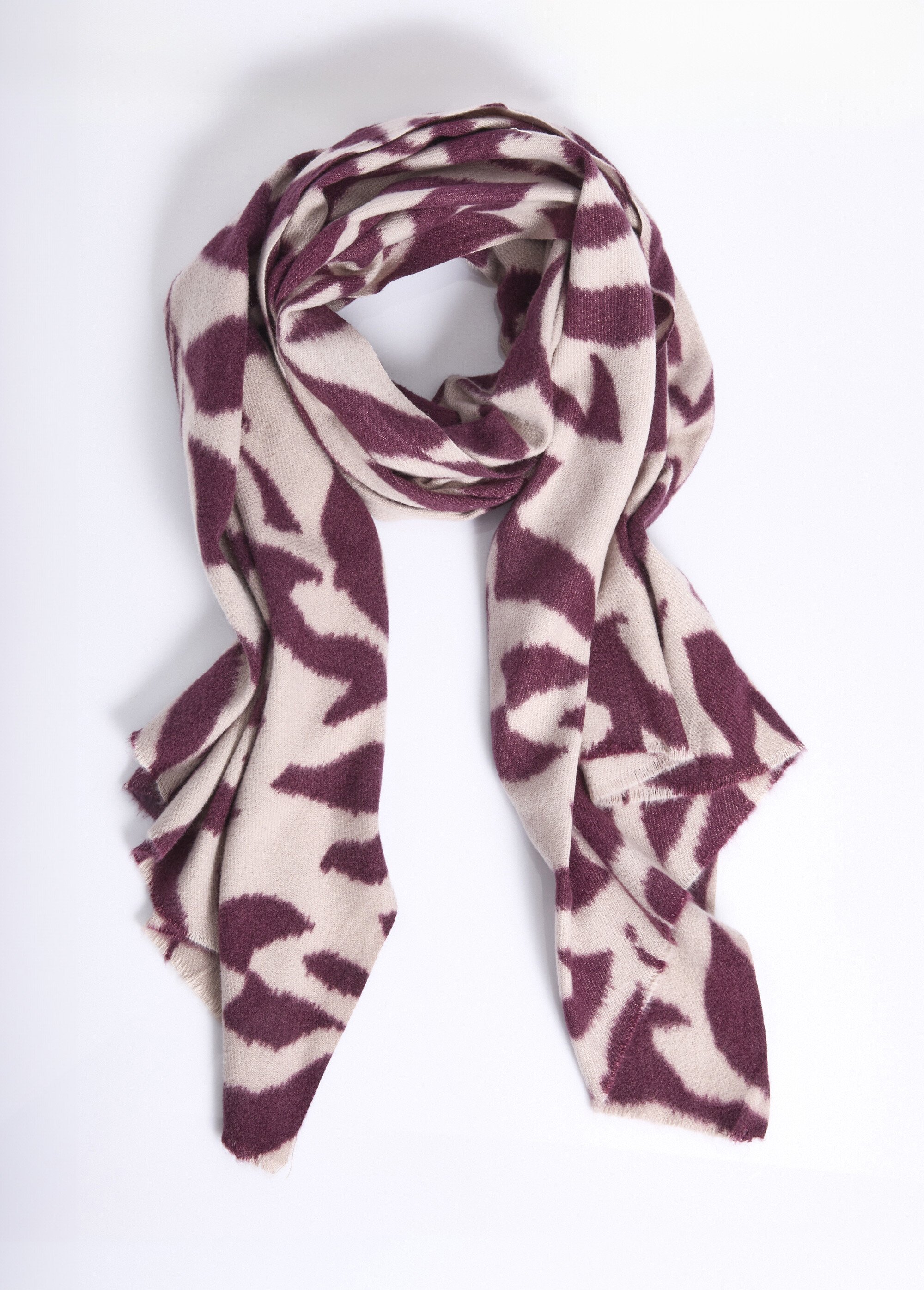 Echarpe fine en lainage motif acanthes Femme Rouge TOPJC25171 FA1