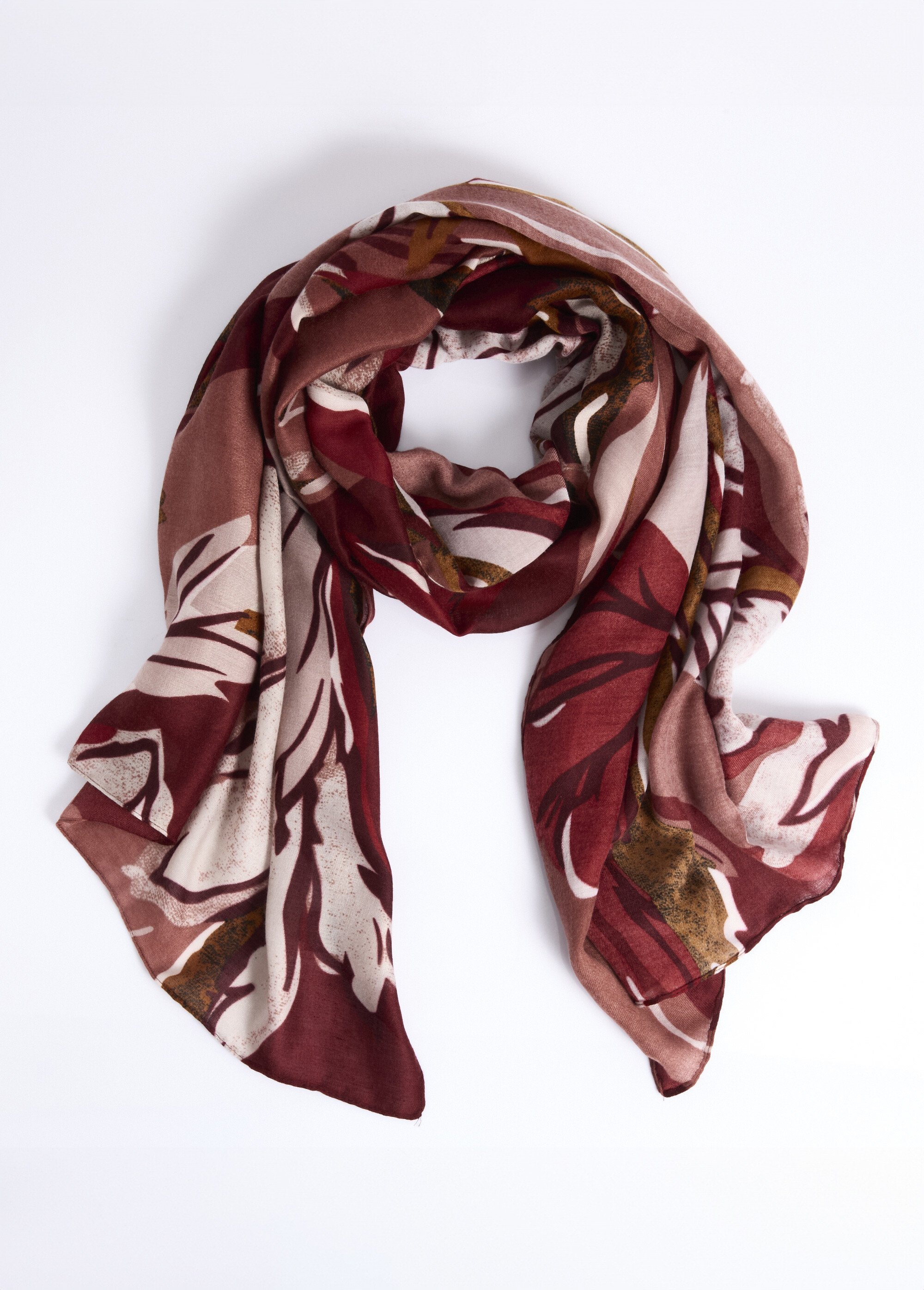 Echarpe fine motif fleuri en camaieu Femme Rouge TOPJC25130 FA1
